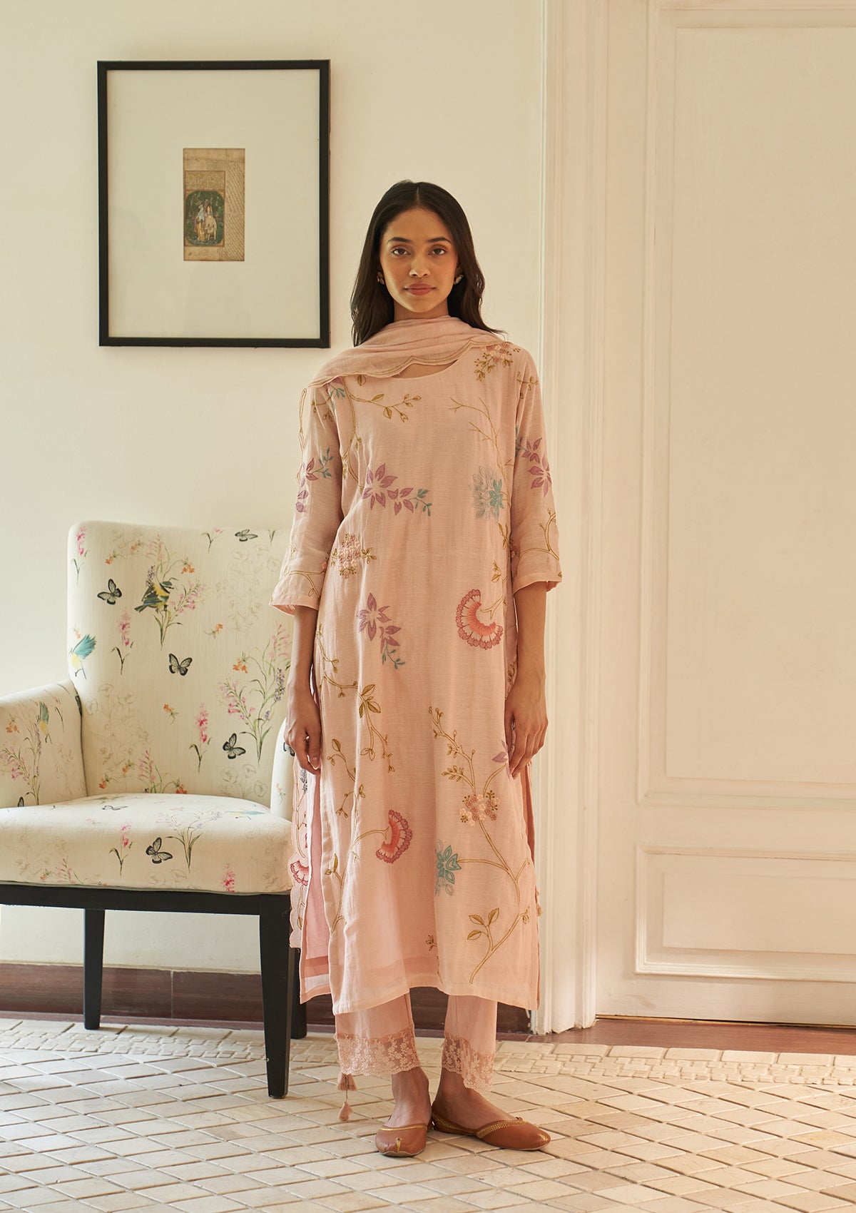 Magnolia Applique Embroidered Kurta Set