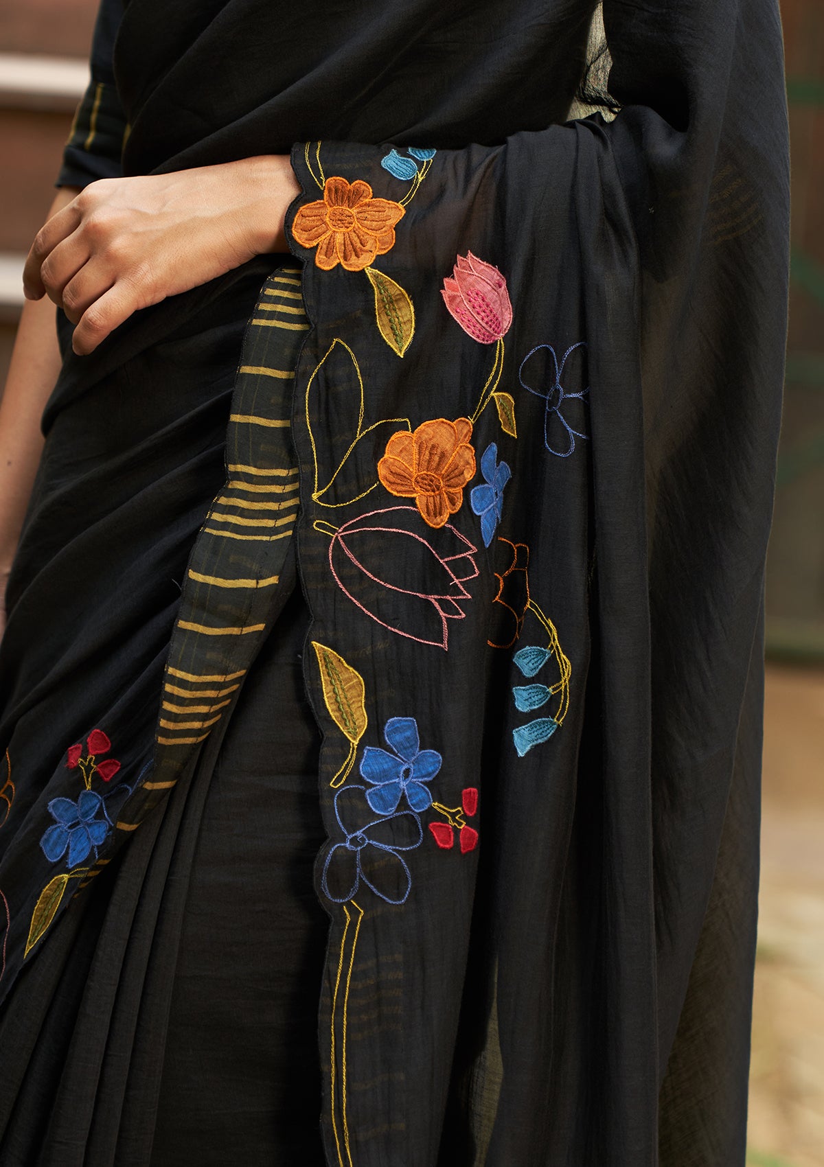 Coal Embroidered Saree