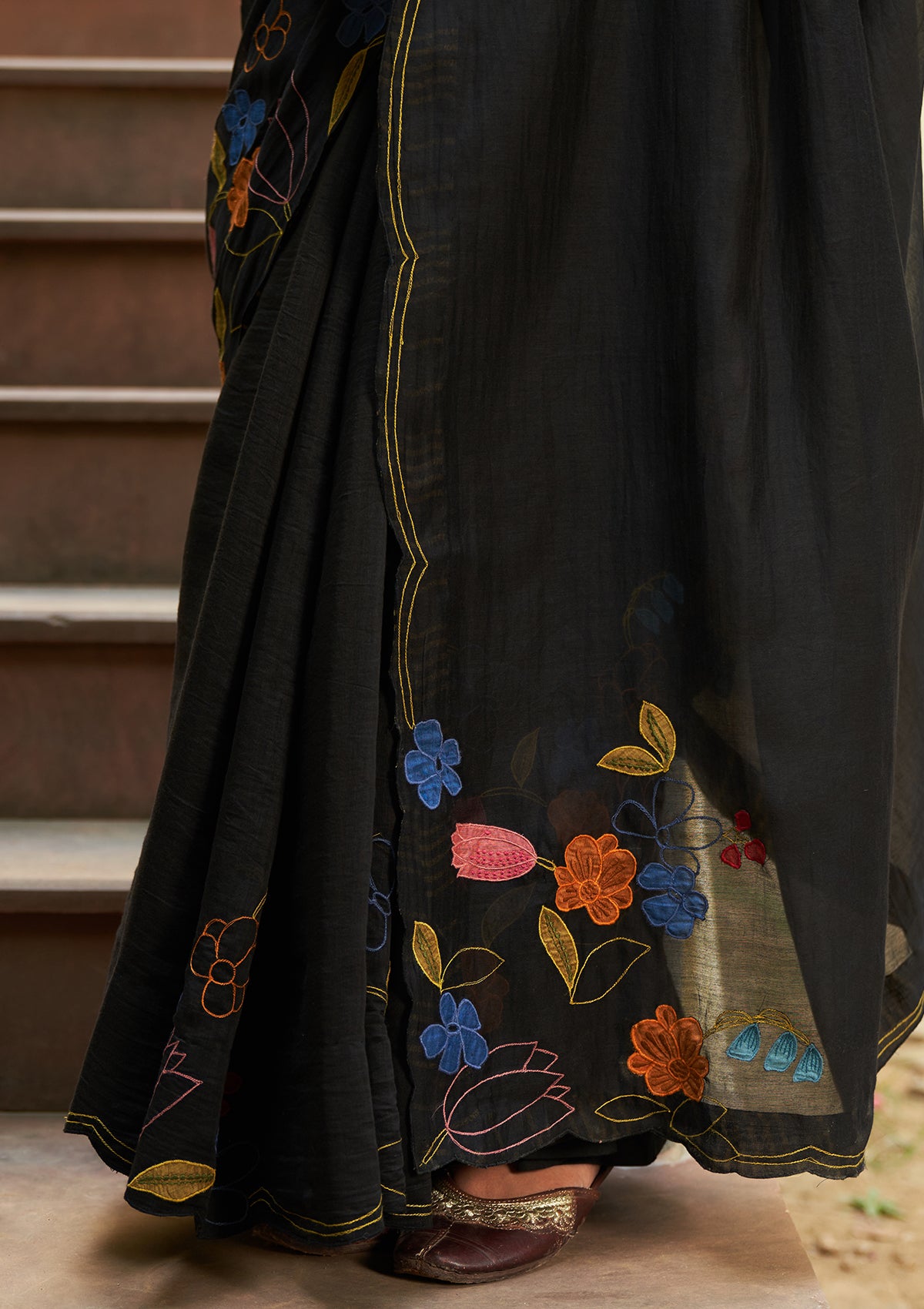 Coal Embroidered Saree