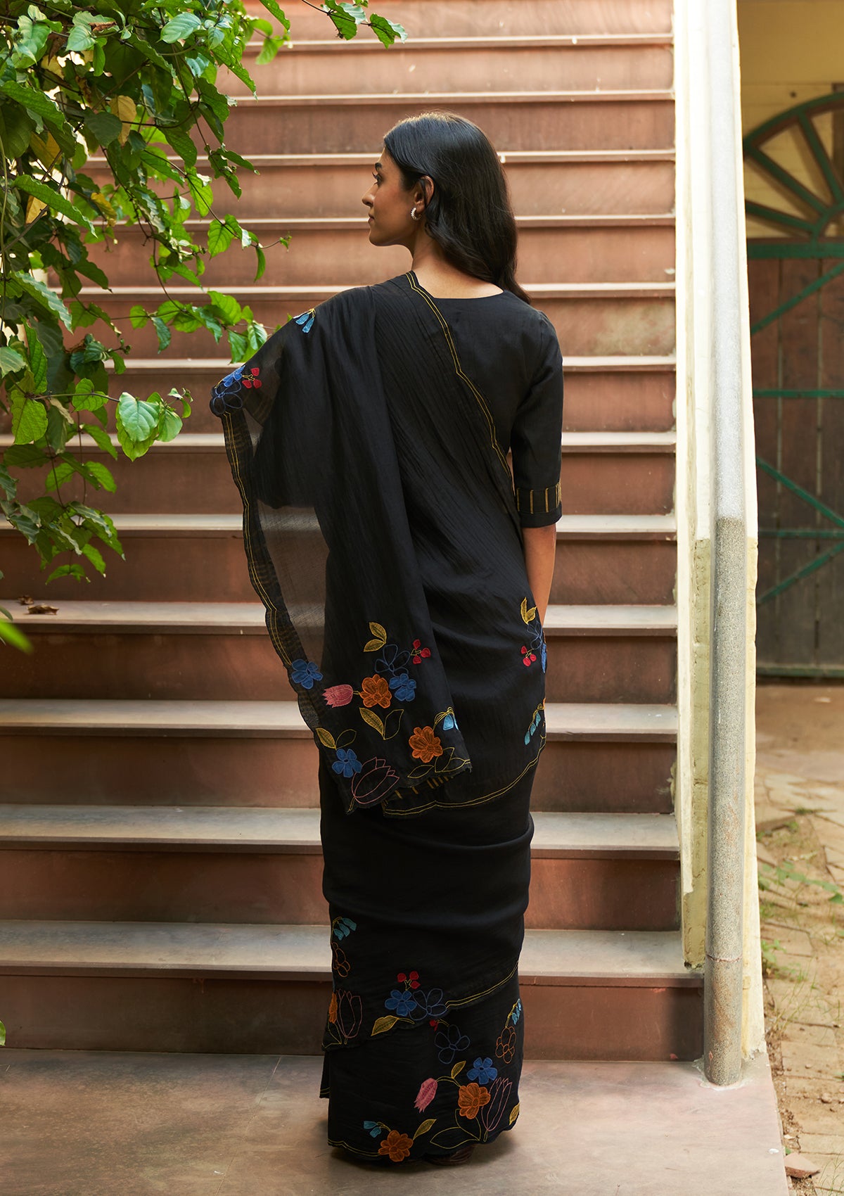 Coal Embroidered Saree