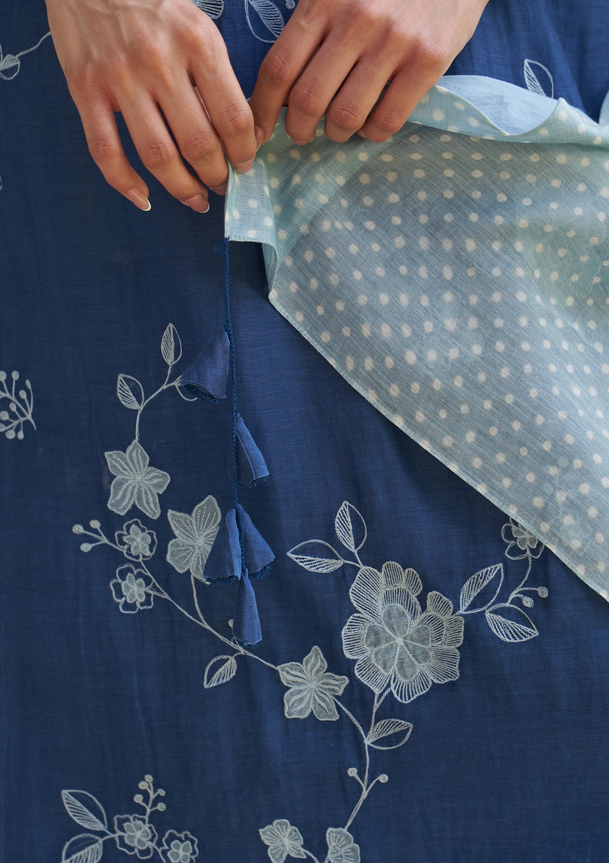 Ocean Blue Applique Kurta Set