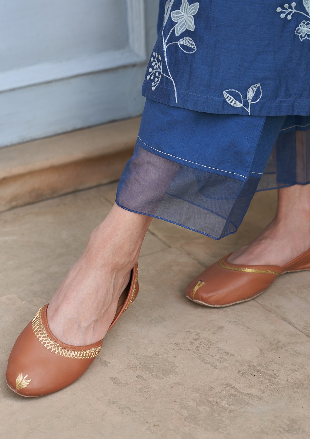 Ocean Blue Applique Kurta Set