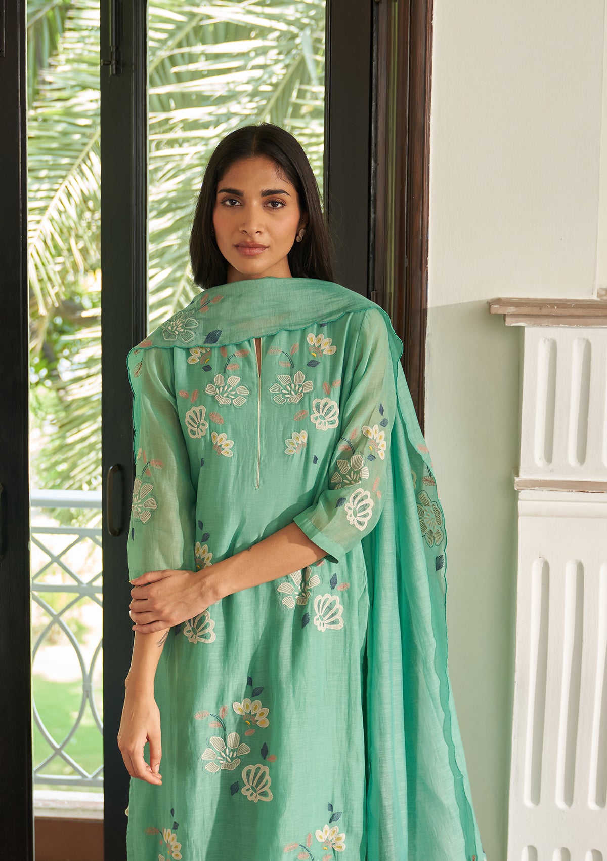 Mint Floral Kurta Set