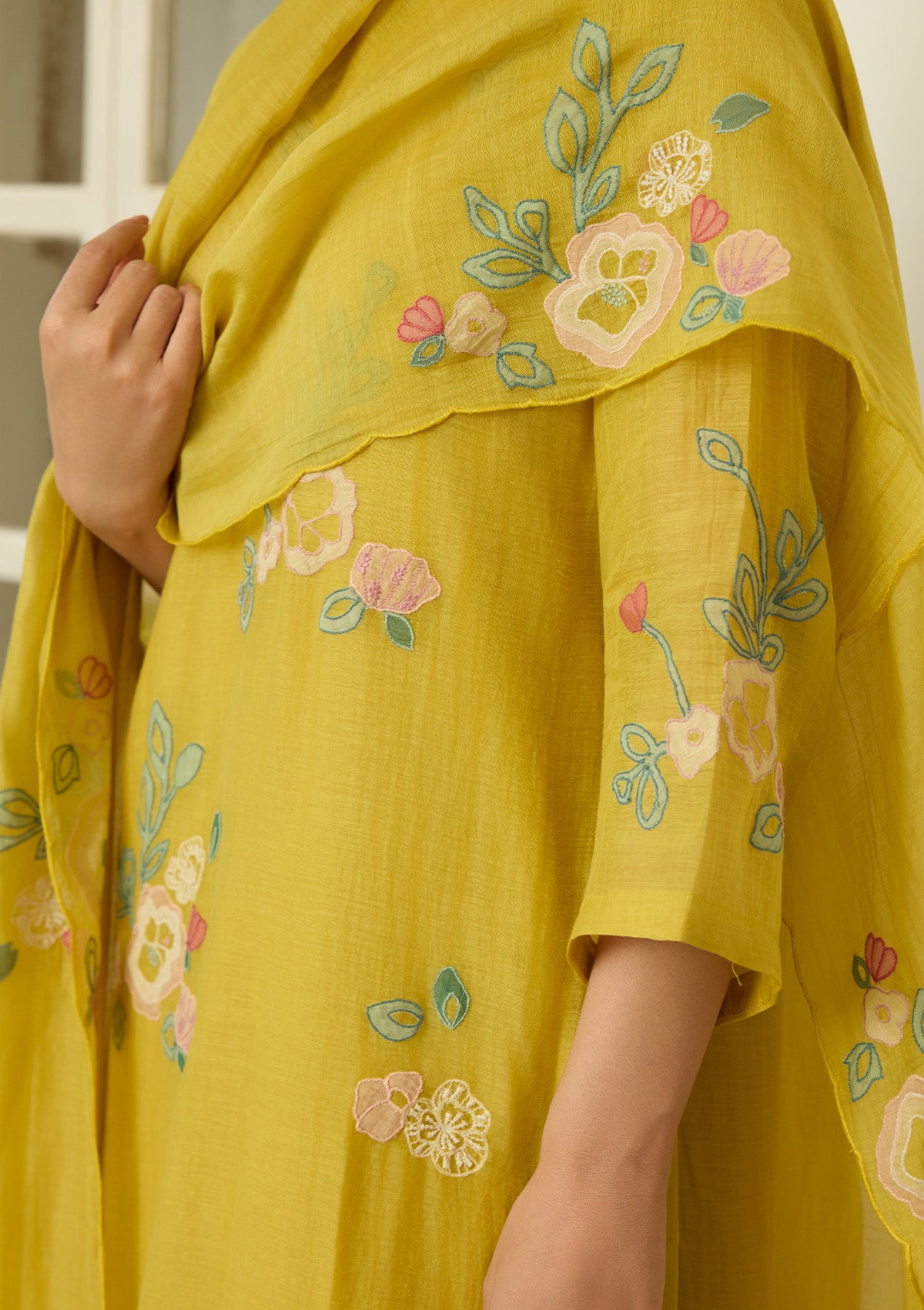 Marigold Floral Applique Kurta Set
