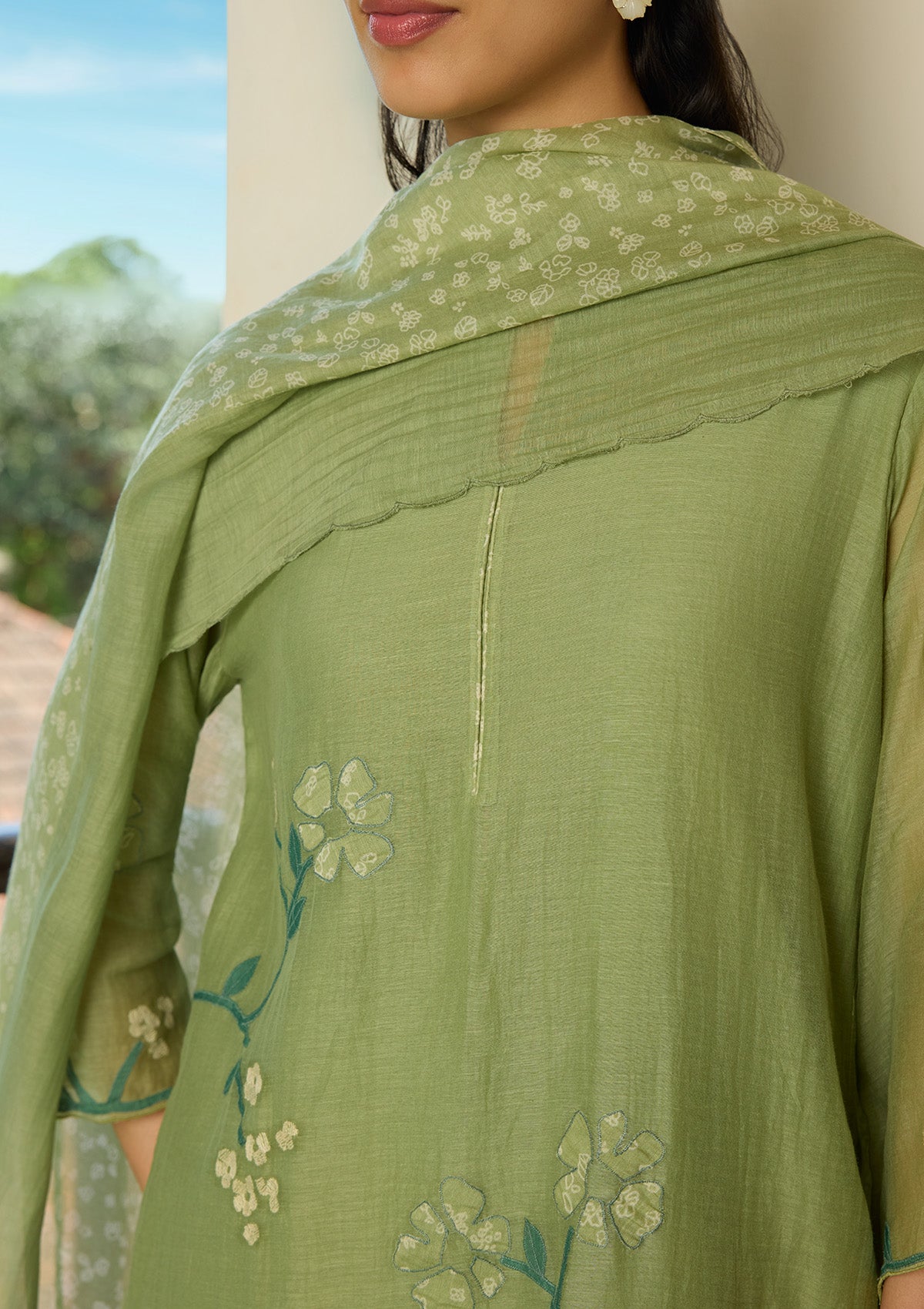 Sage Applique Kurta Set