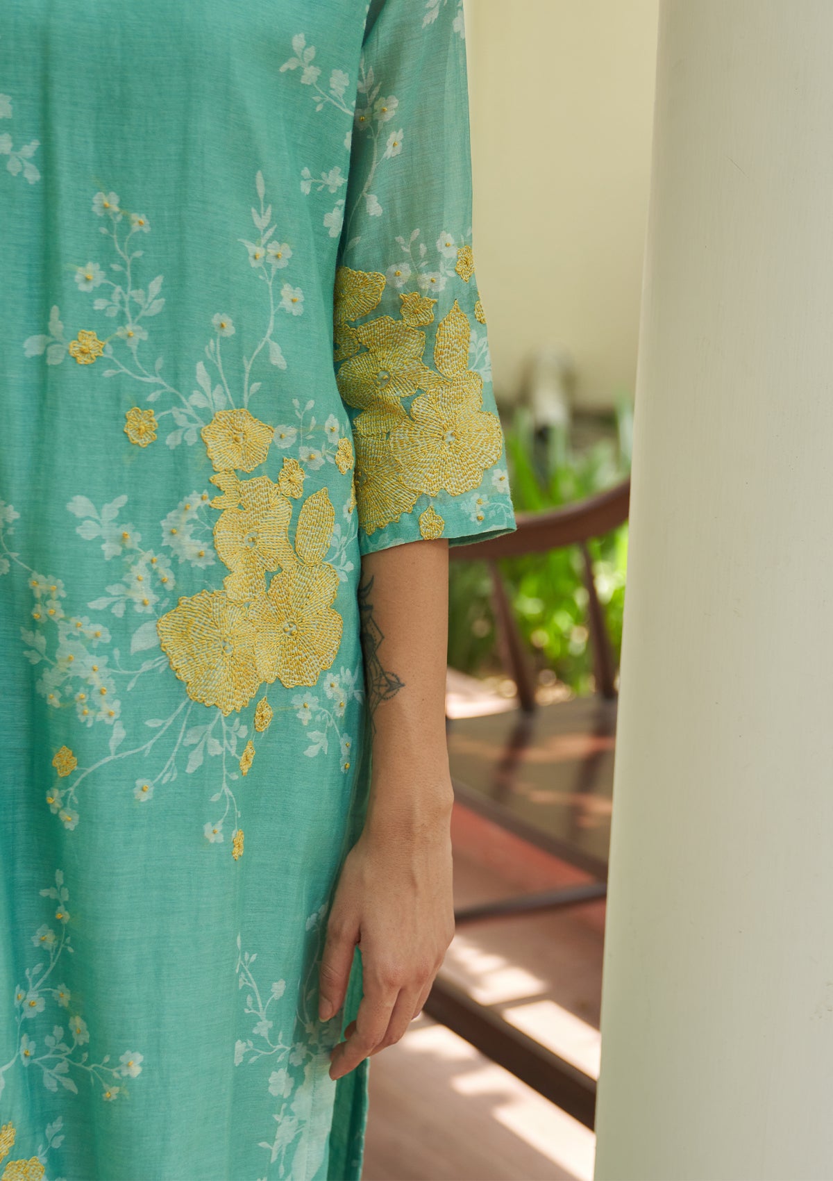 Mint Applique Kurta Set