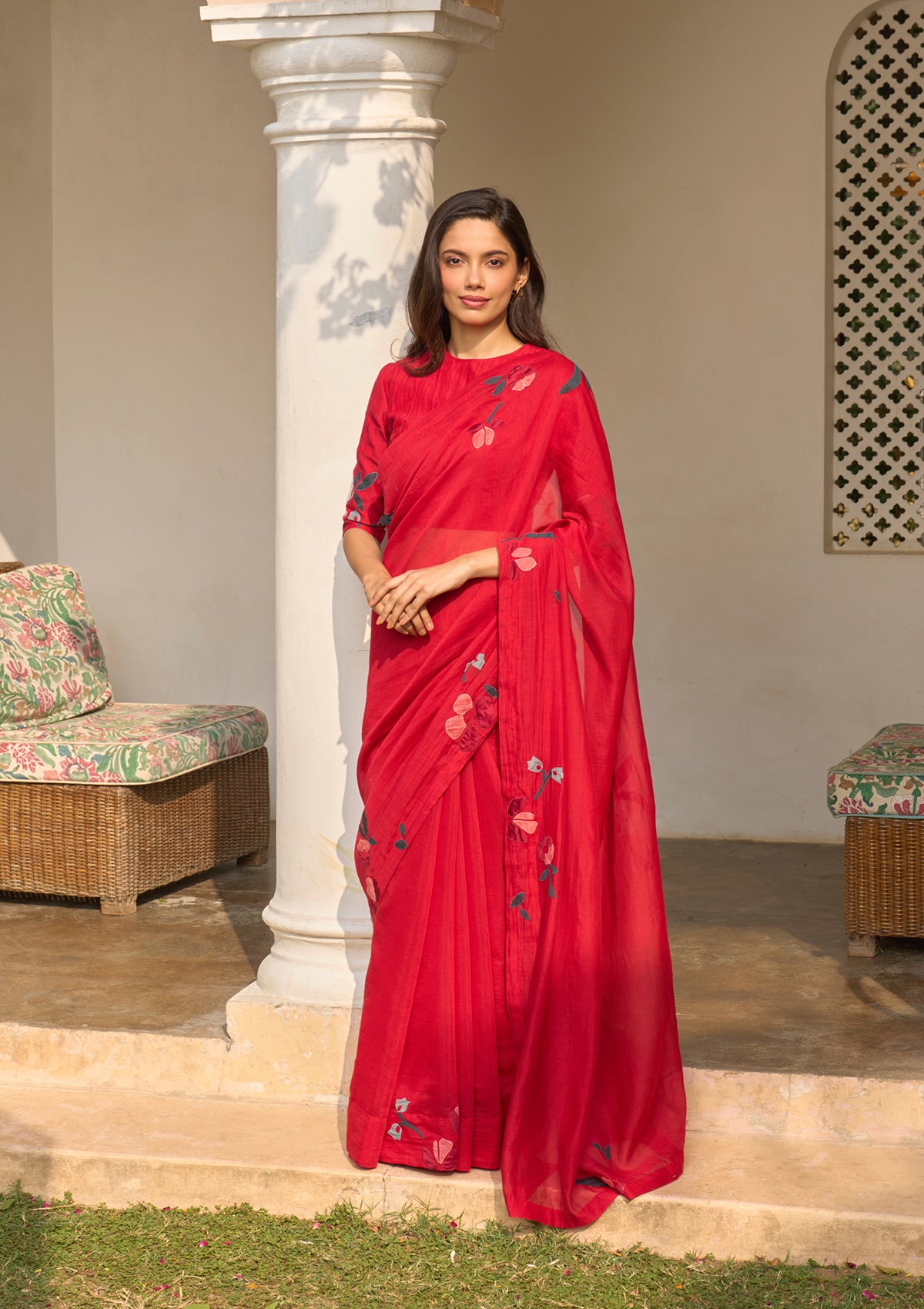 Cherry Red Saree