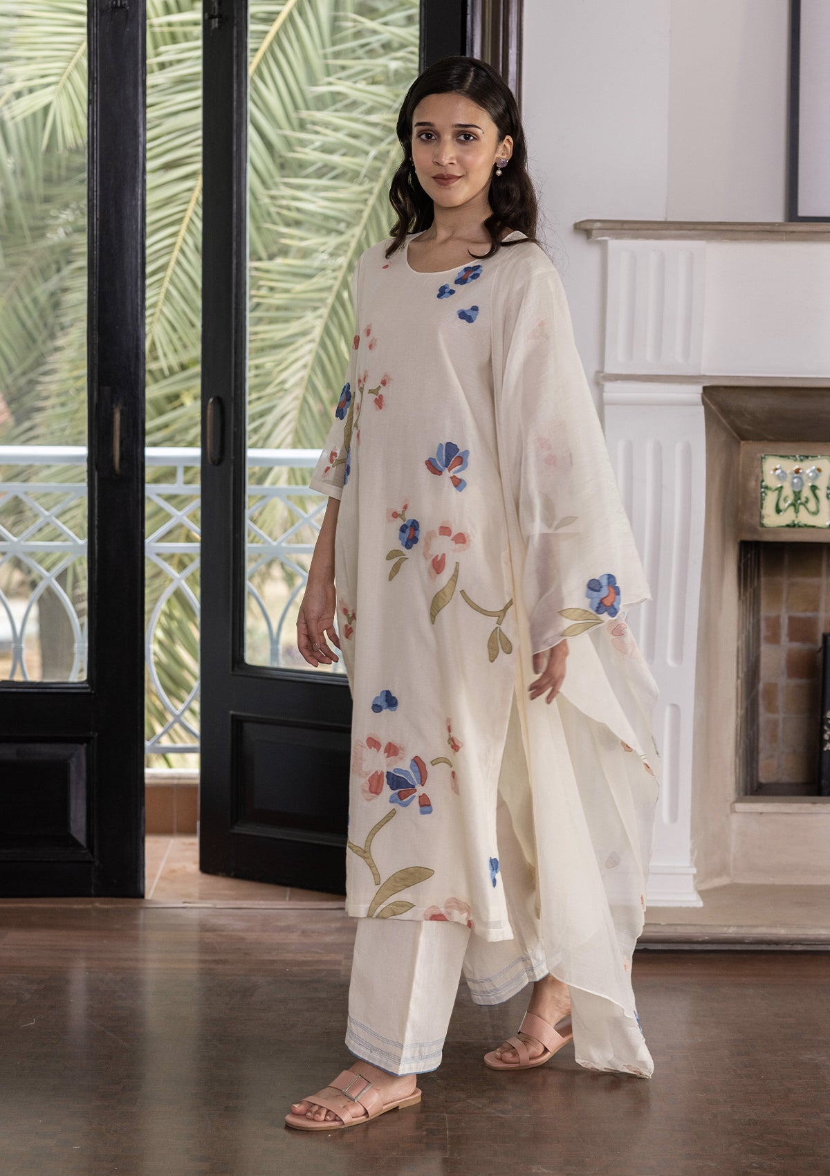 Pearl Multihued Applique Kurta Set