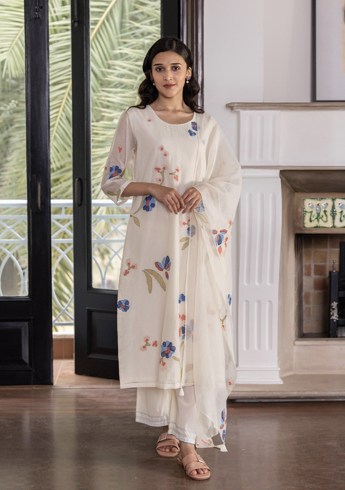Pearl Multihued Applique Kurta Set