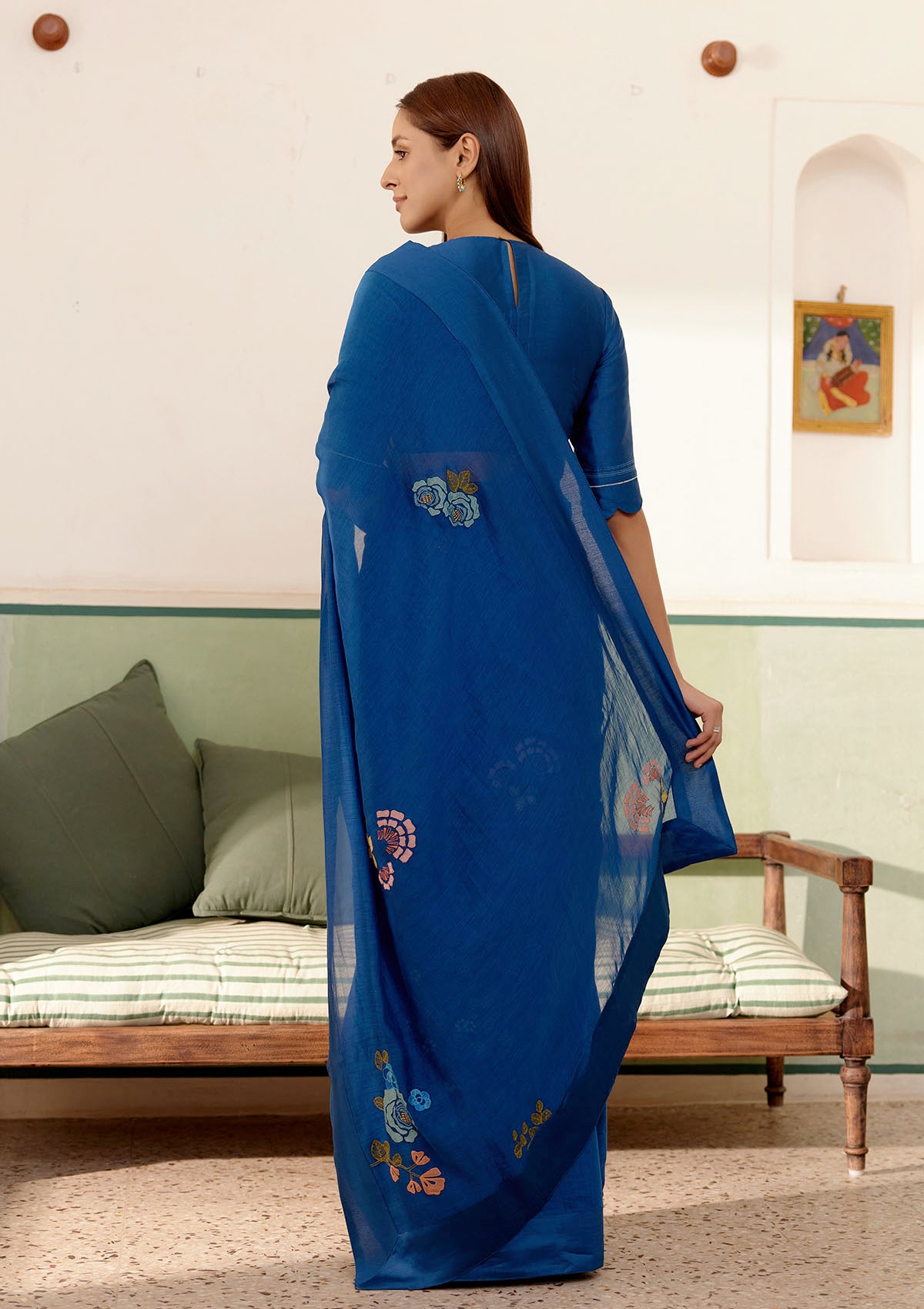 Sapphire Applique Saree