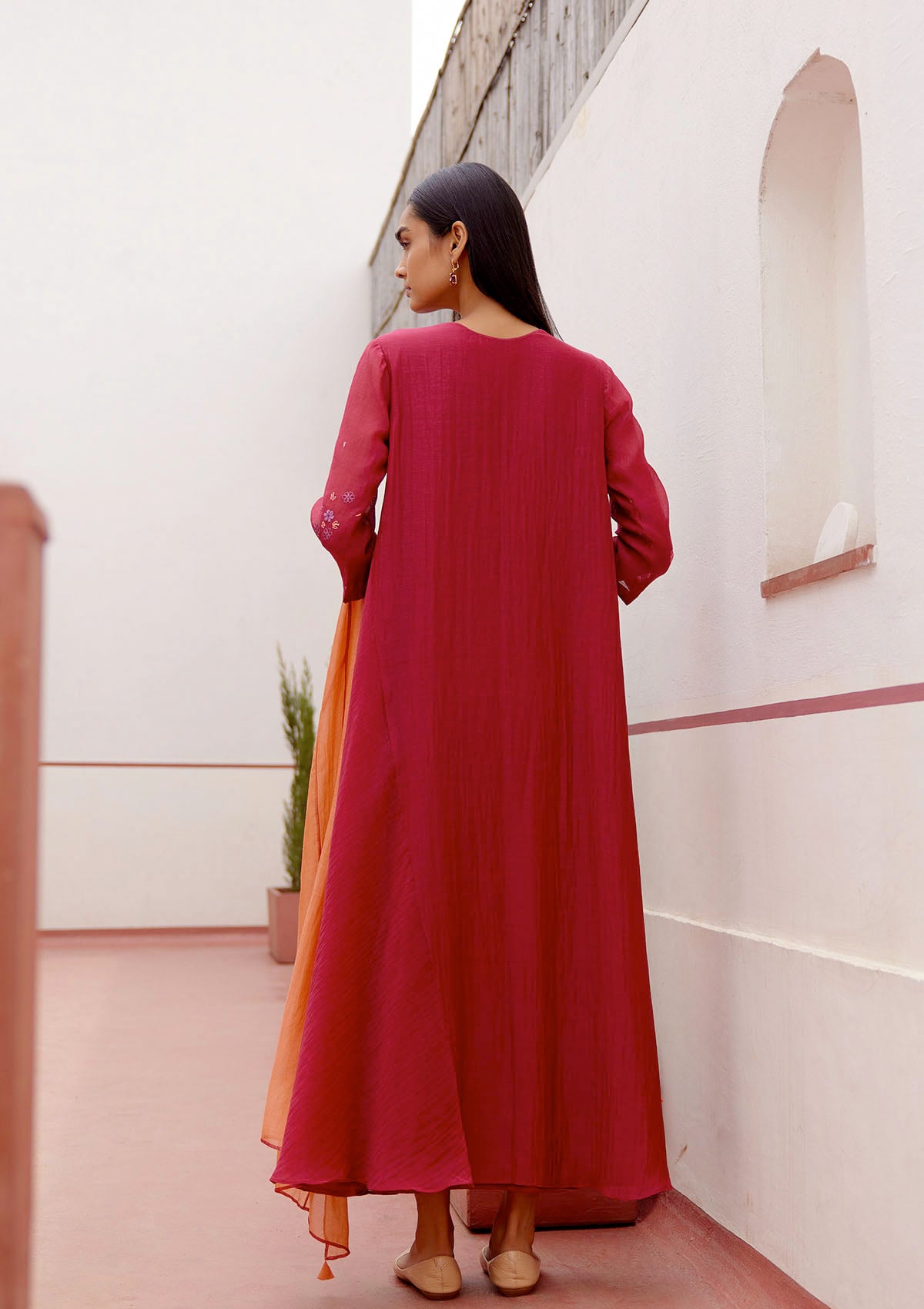 Berry Floral Anarkali Set