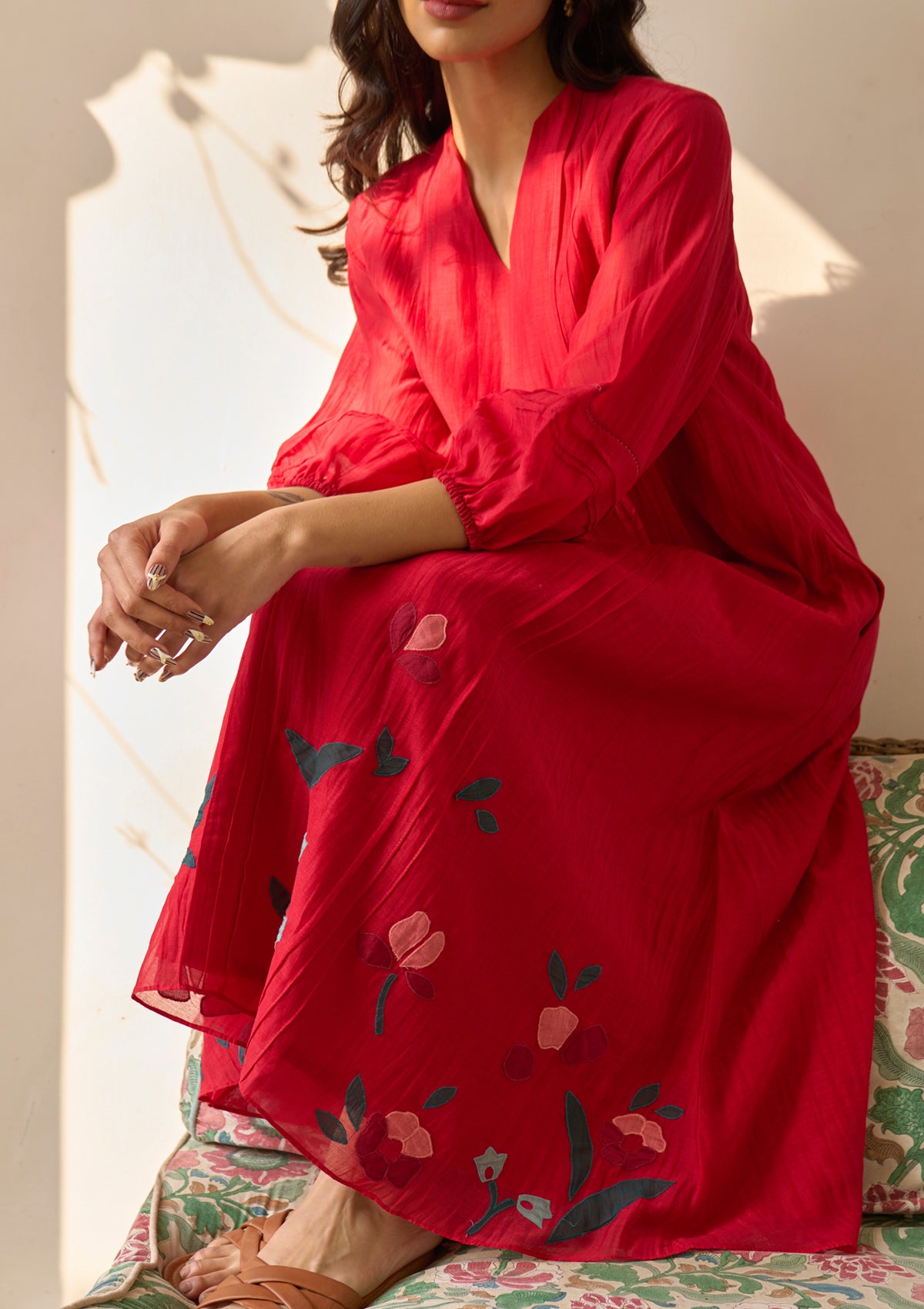 Cherry Red Pintuck Dress