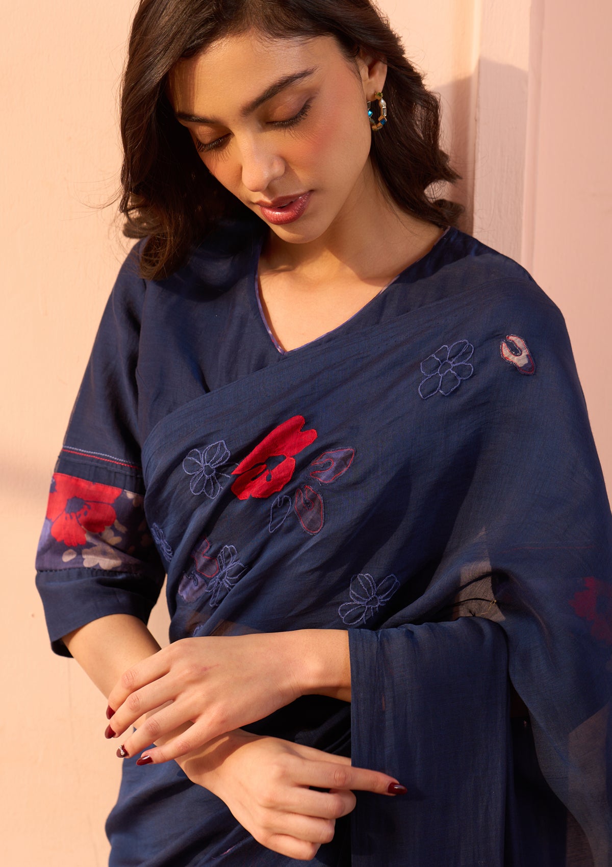 Sapphire Floral Applique Saree