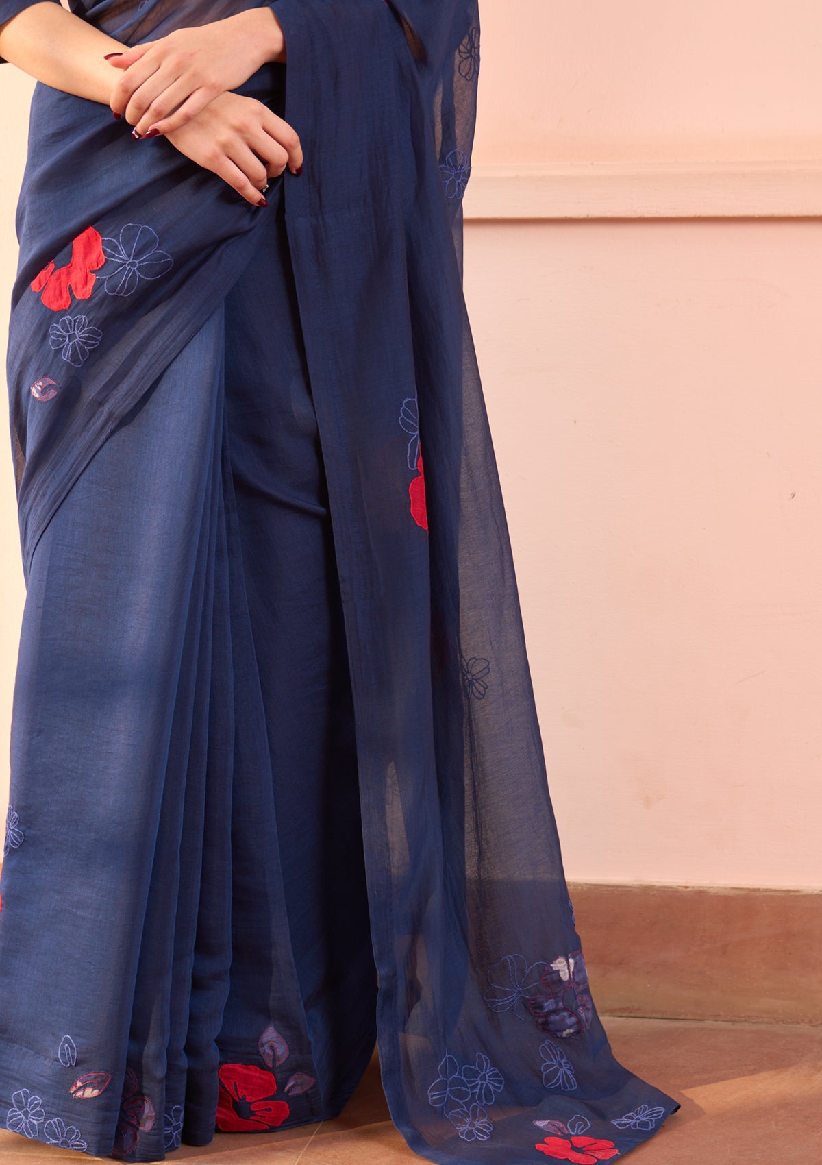 Sapphire Floral Applique Saree