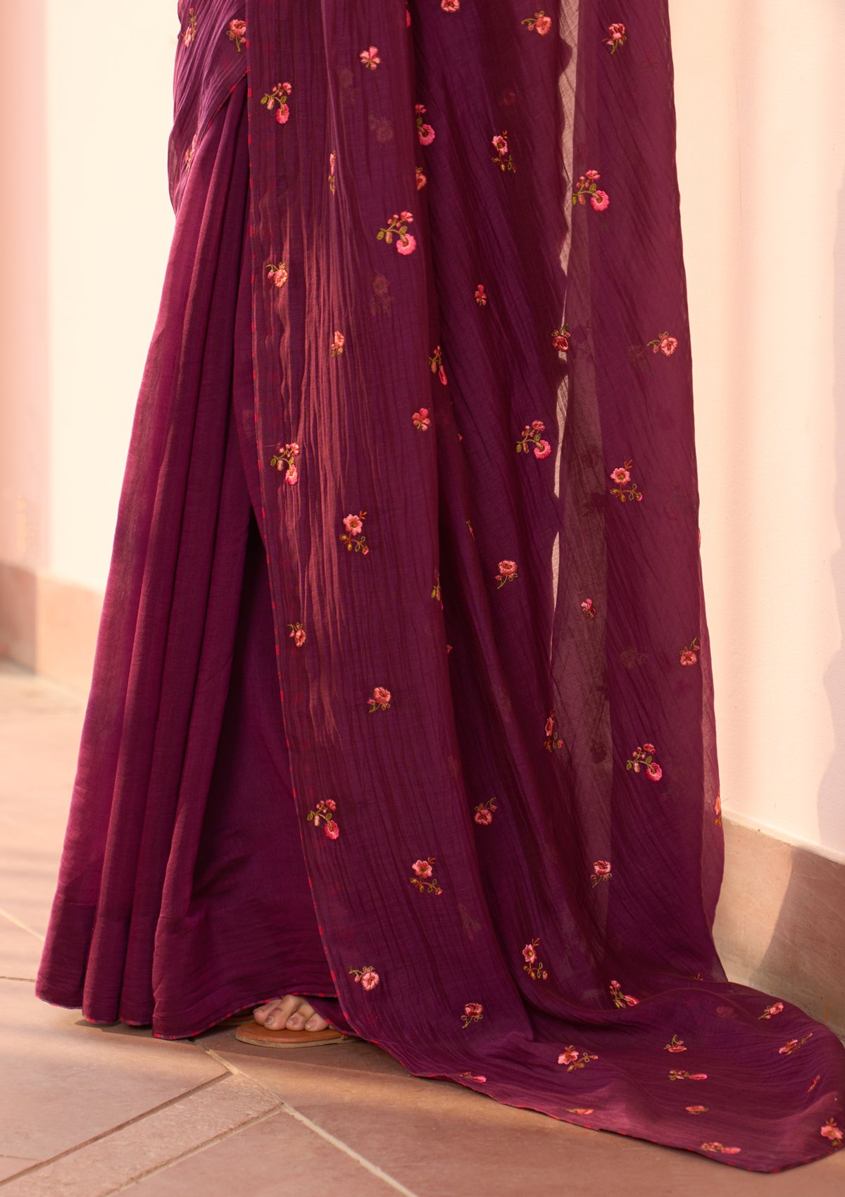 Amethyst Floral Embroidered Saree