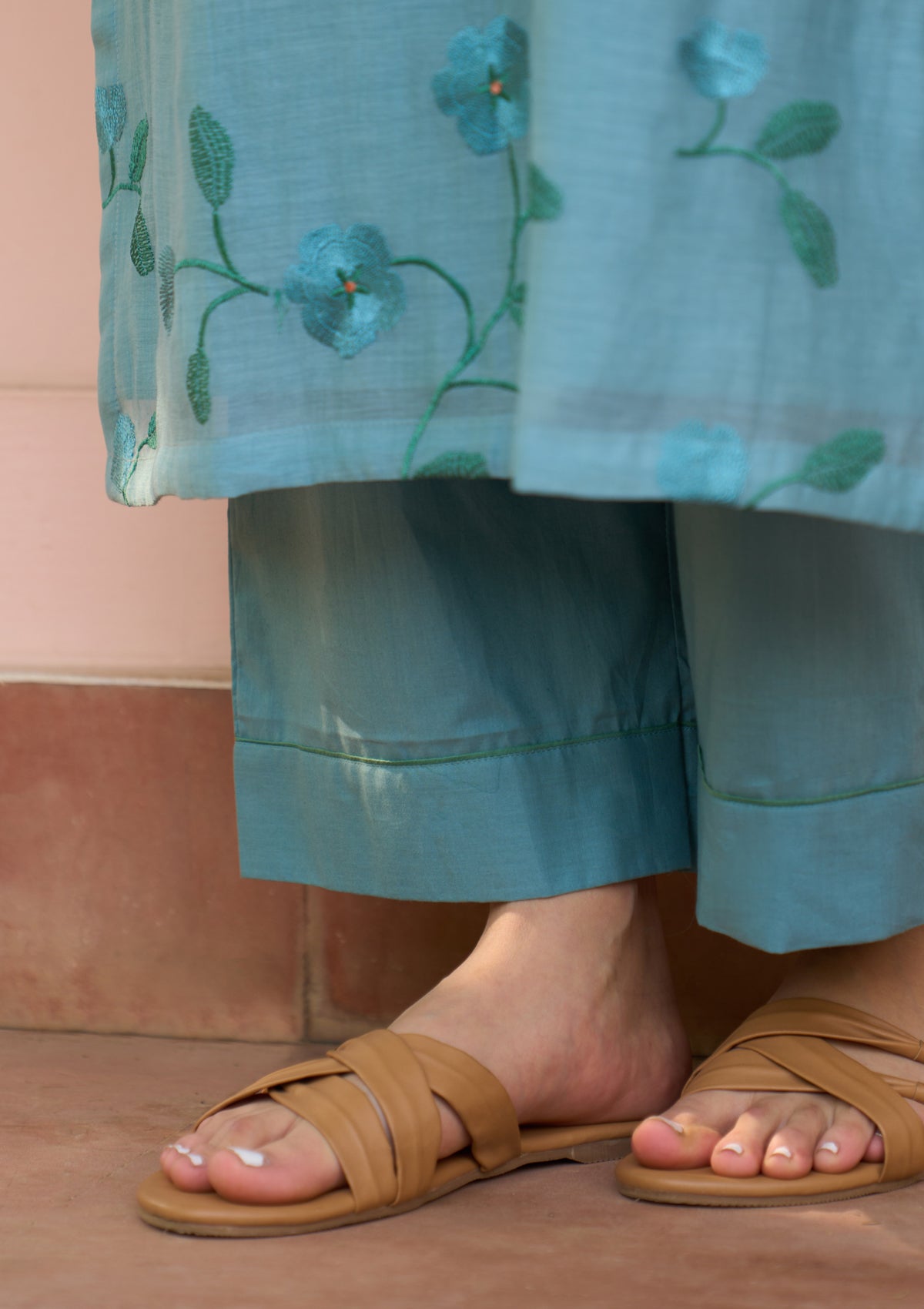 Powder Blue Embroidered Kurta Set