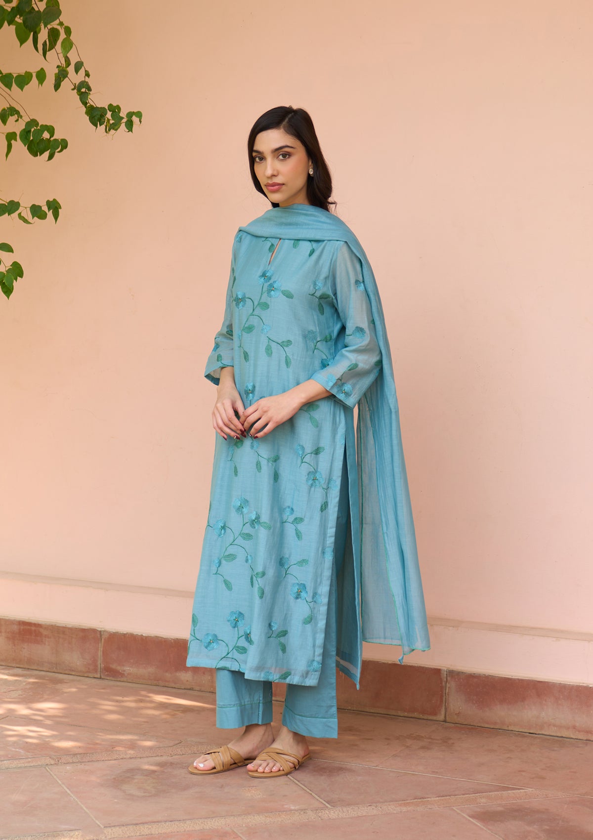 Powder Blue Embroidered Kurta Set