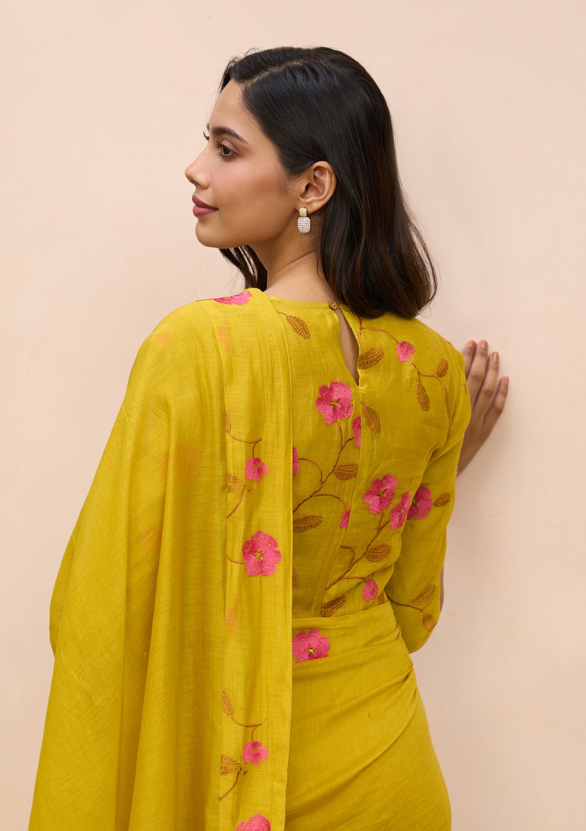 Marigold Embroidered Saree