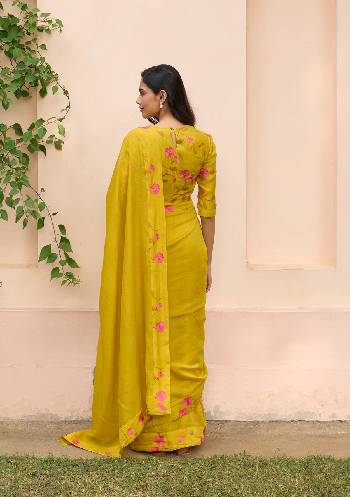Marigold Embroidered Saree