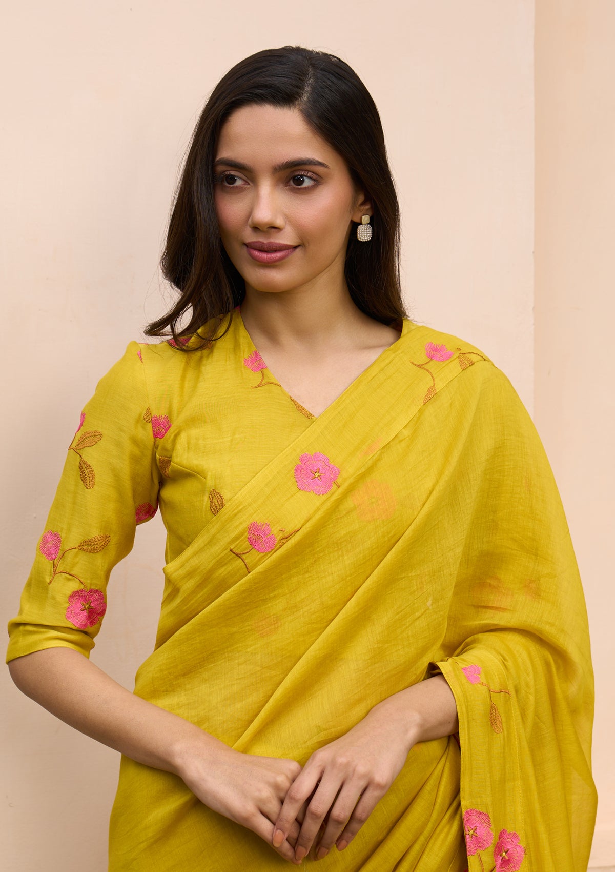 Marigold Embroidered Saree