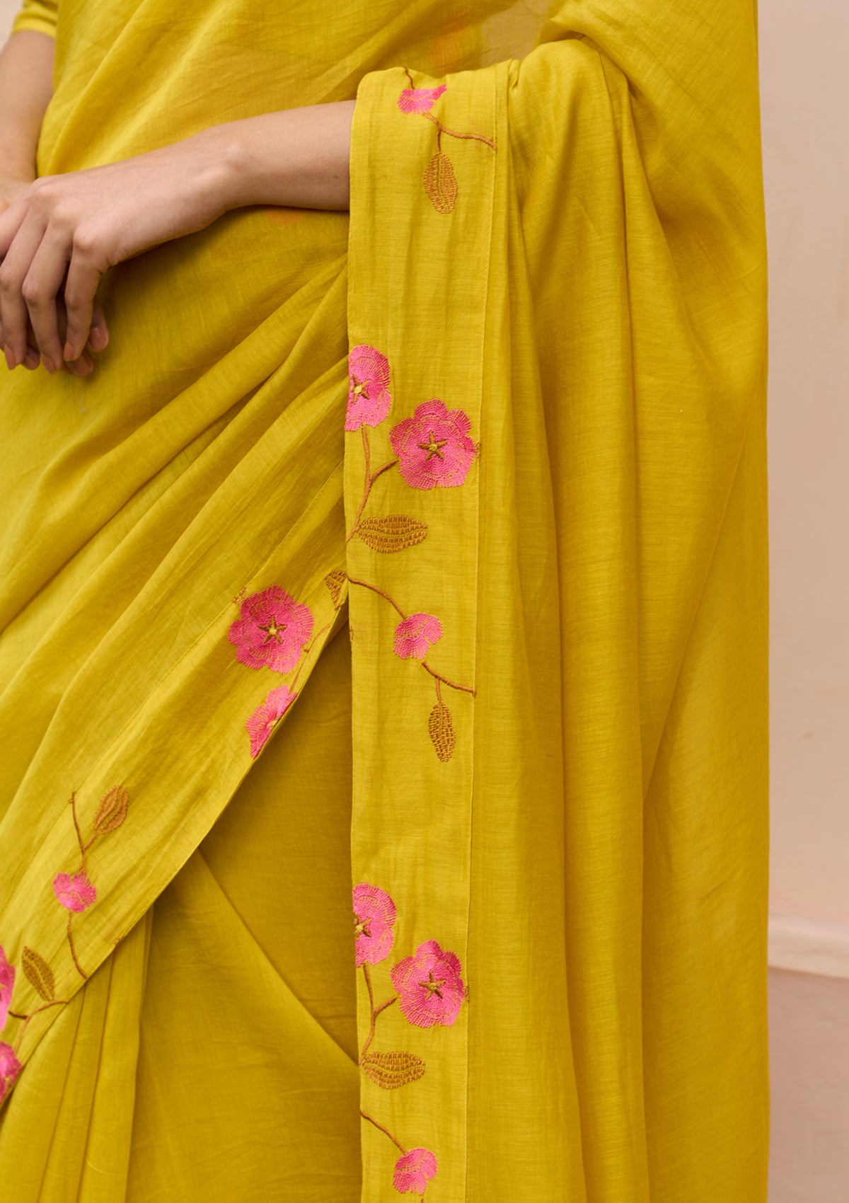 Marigold Embroidered Saree