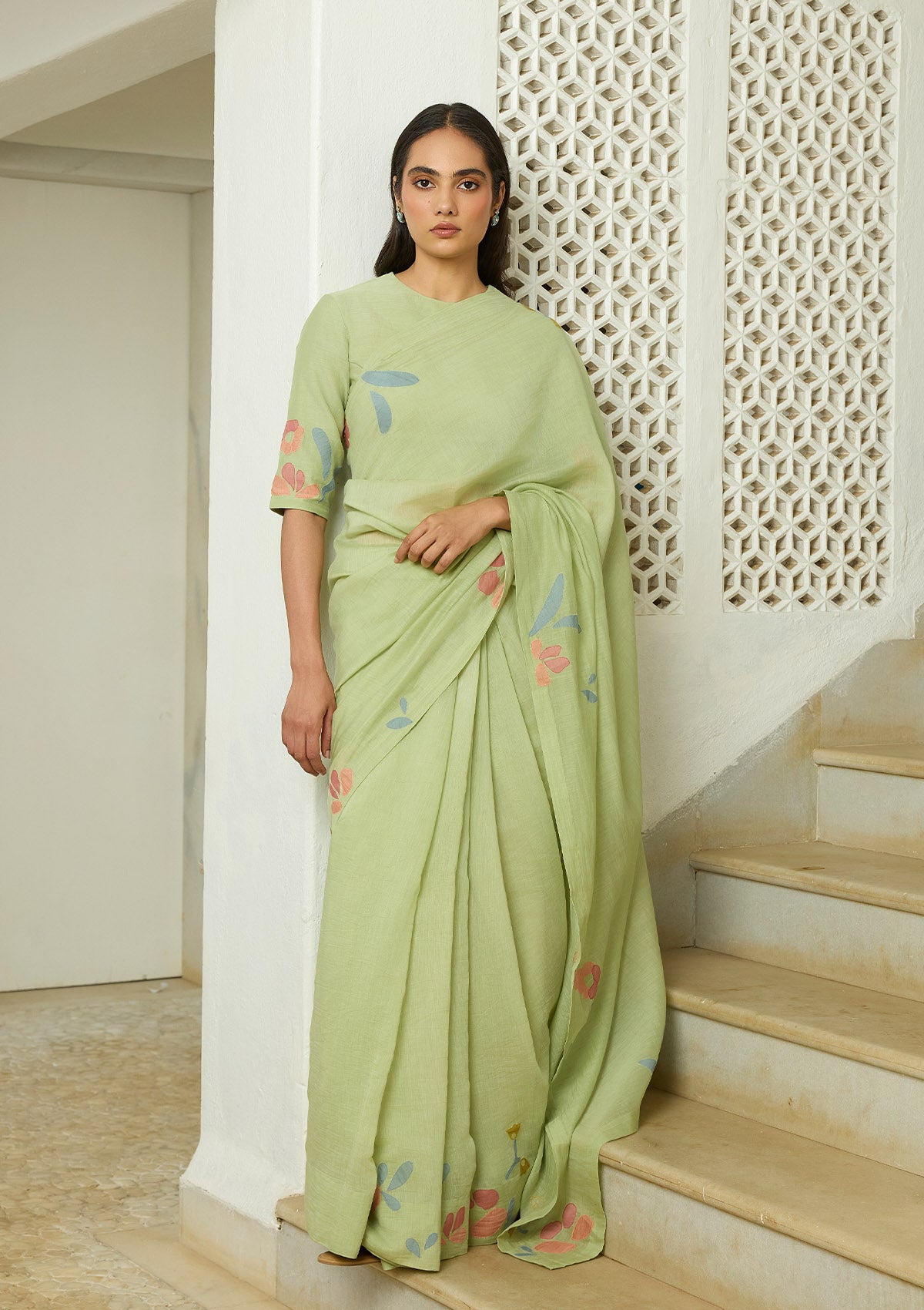 Lime Applique Saree