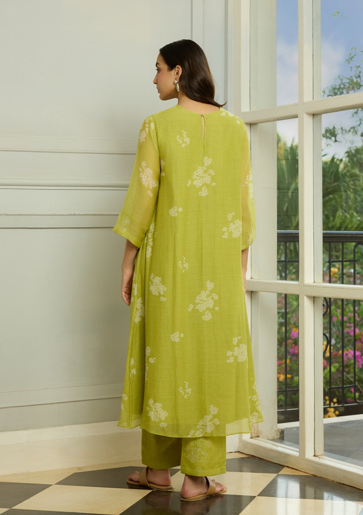 Lime Floral Embroidered Co-ord Set