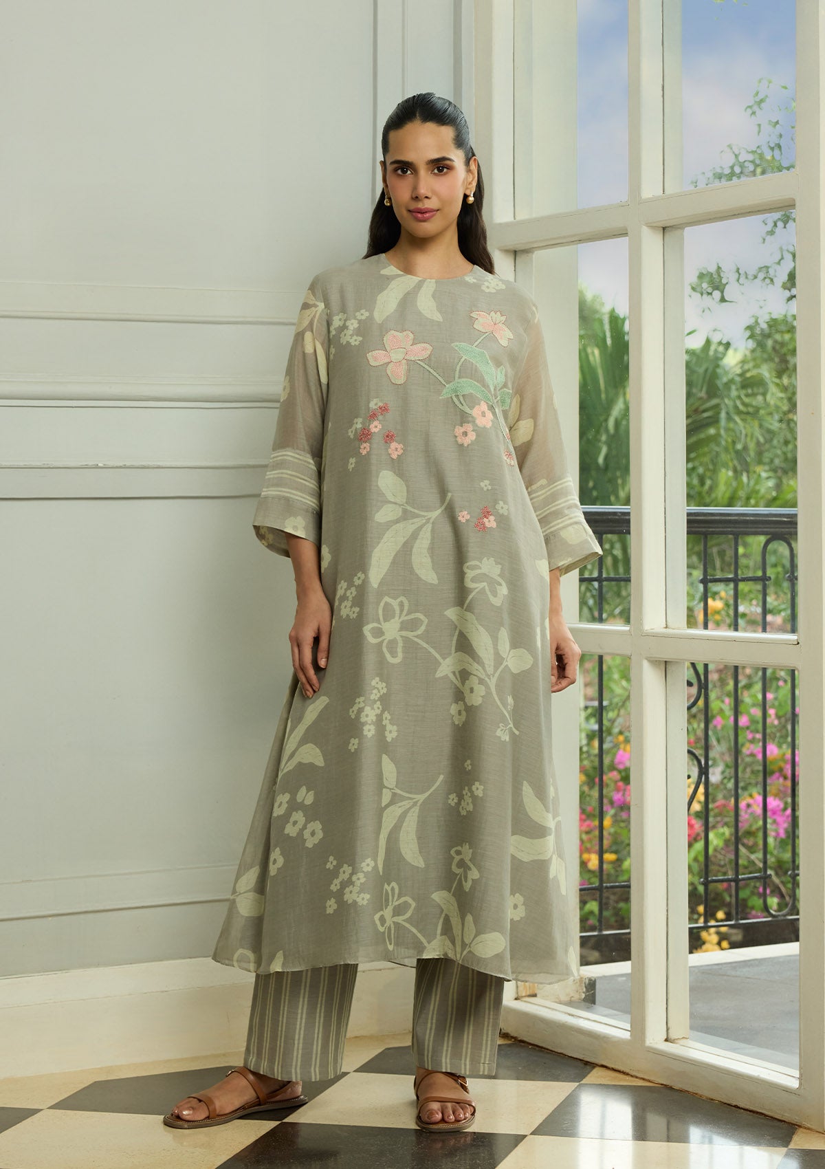 Slate Thread Embroidered Co-ord Set