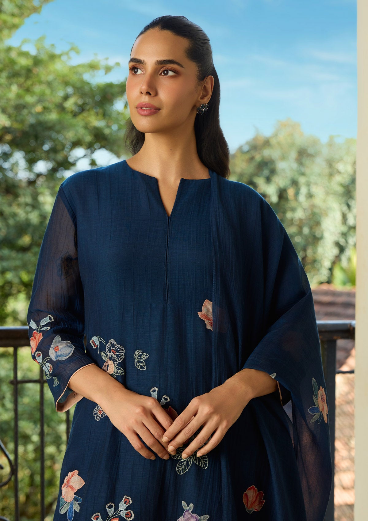 Midnight Blue Floral Kurta Set