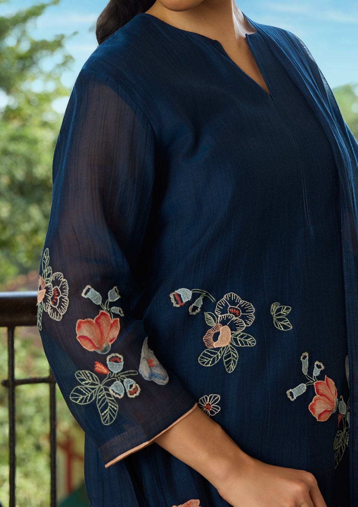 Midnight Blue Floral Kurta Set