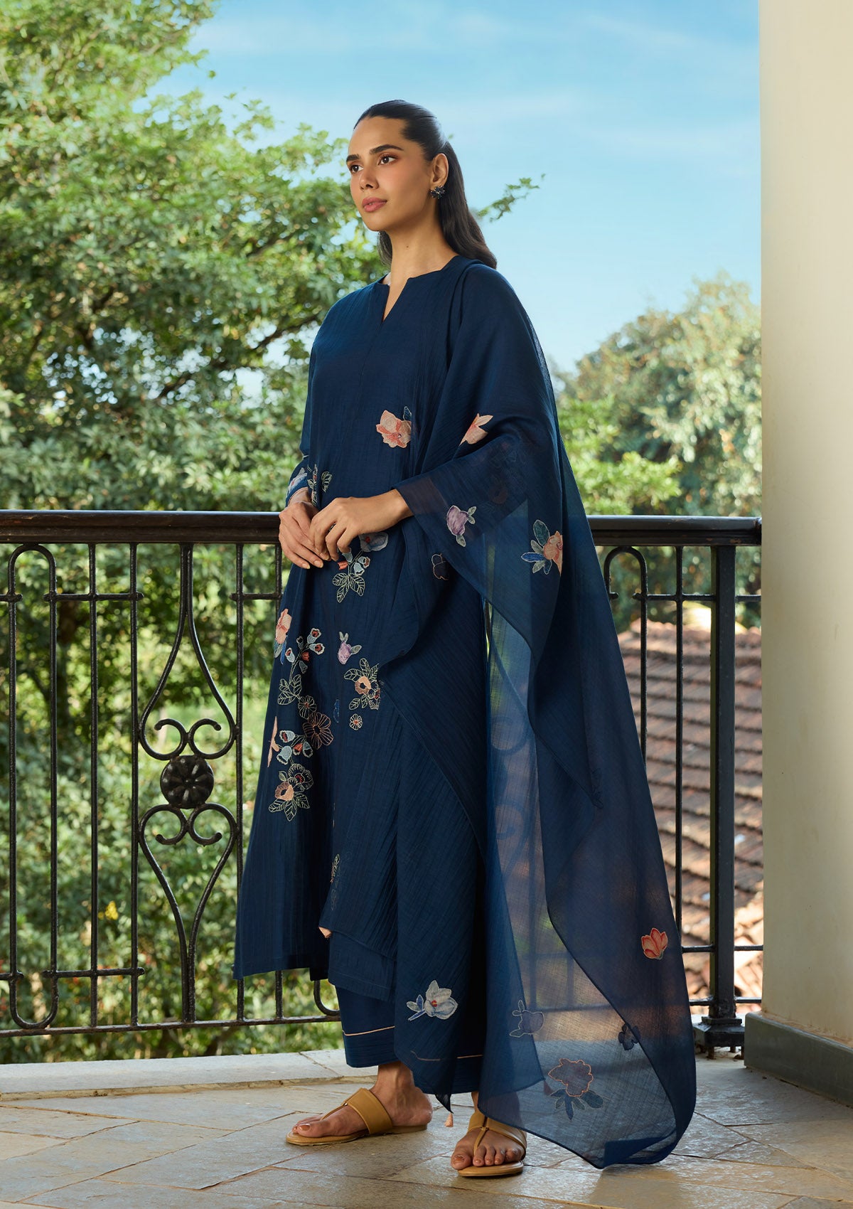 Midnight Blue Floral Kurta Set