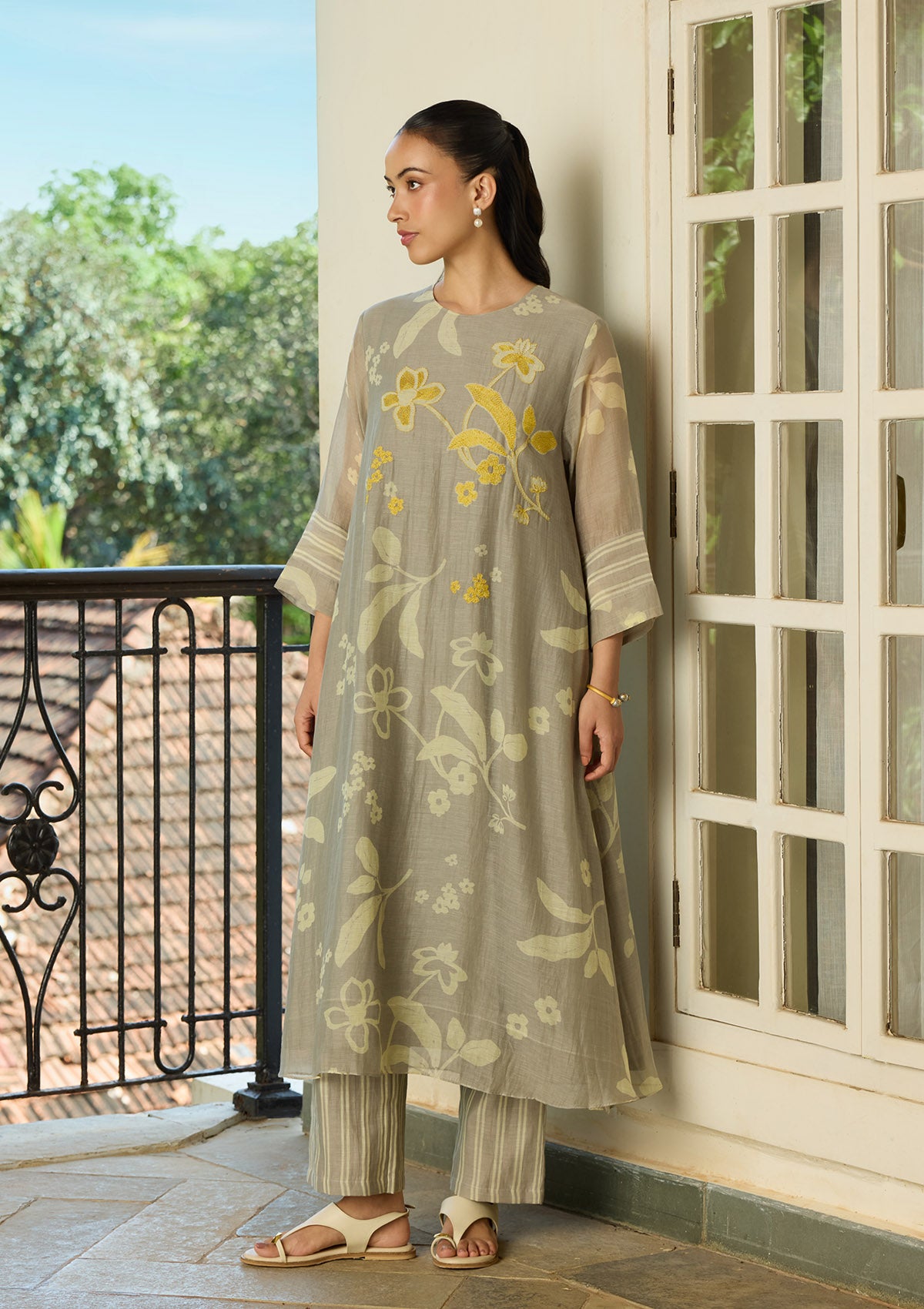 Slate Floral Embroidered Co-ord Set
