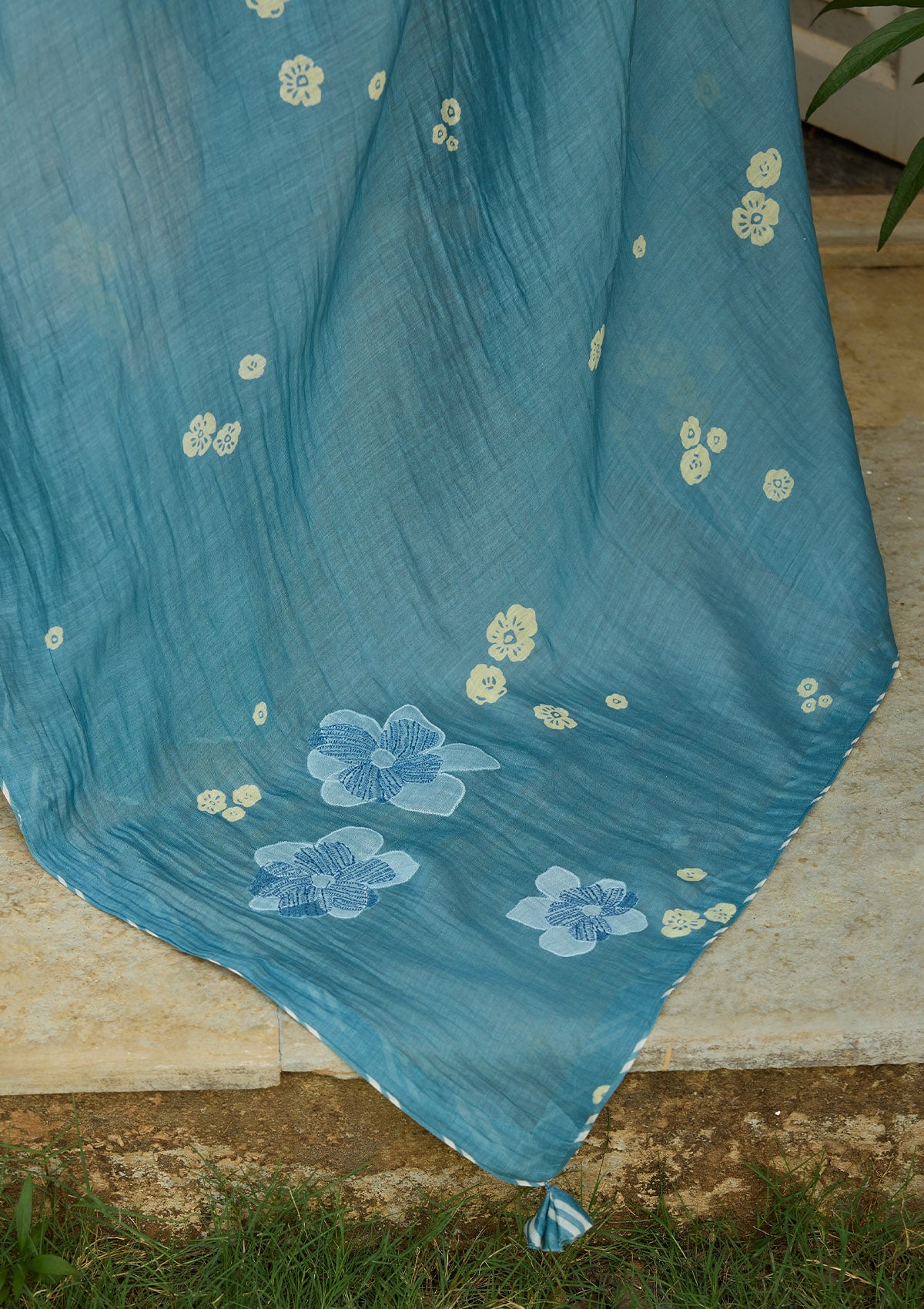Ocean Blue Floral Saree