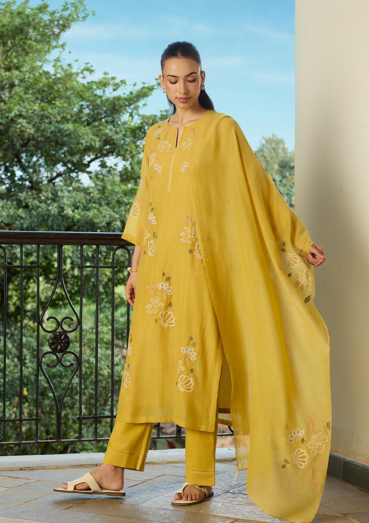 Marigold Applique Kurta Set