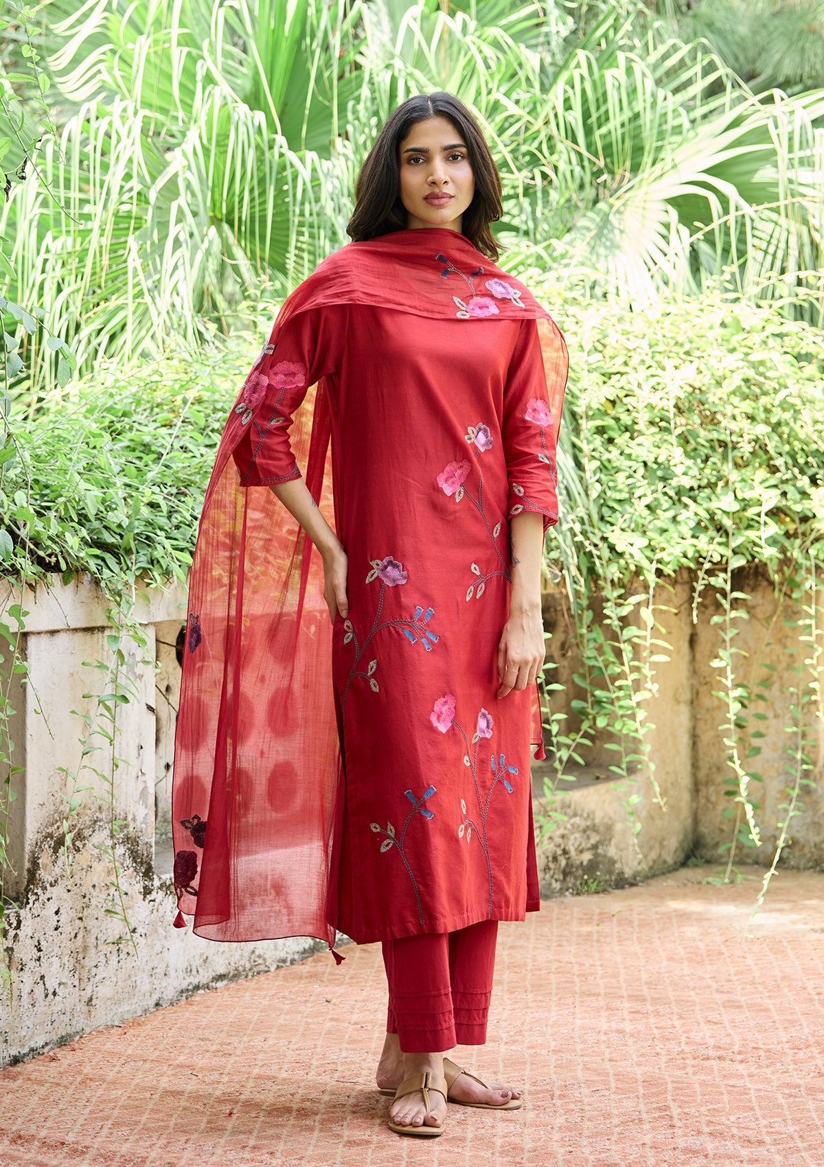 Crimson Thread Embroidered Kurta Set