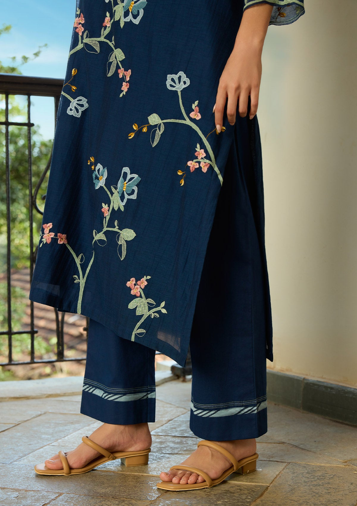 Midnight Blue Applique Kurta Set