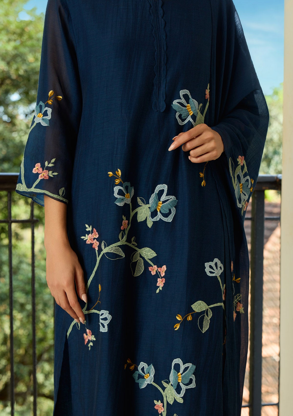 Midnight Blue Applique Kurta Set