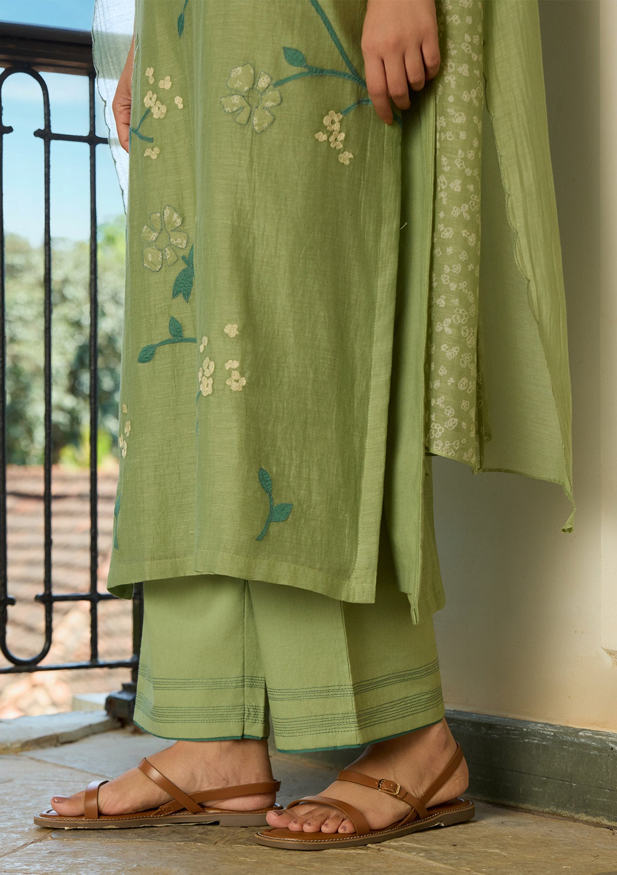 Sage Applique Kurta Set