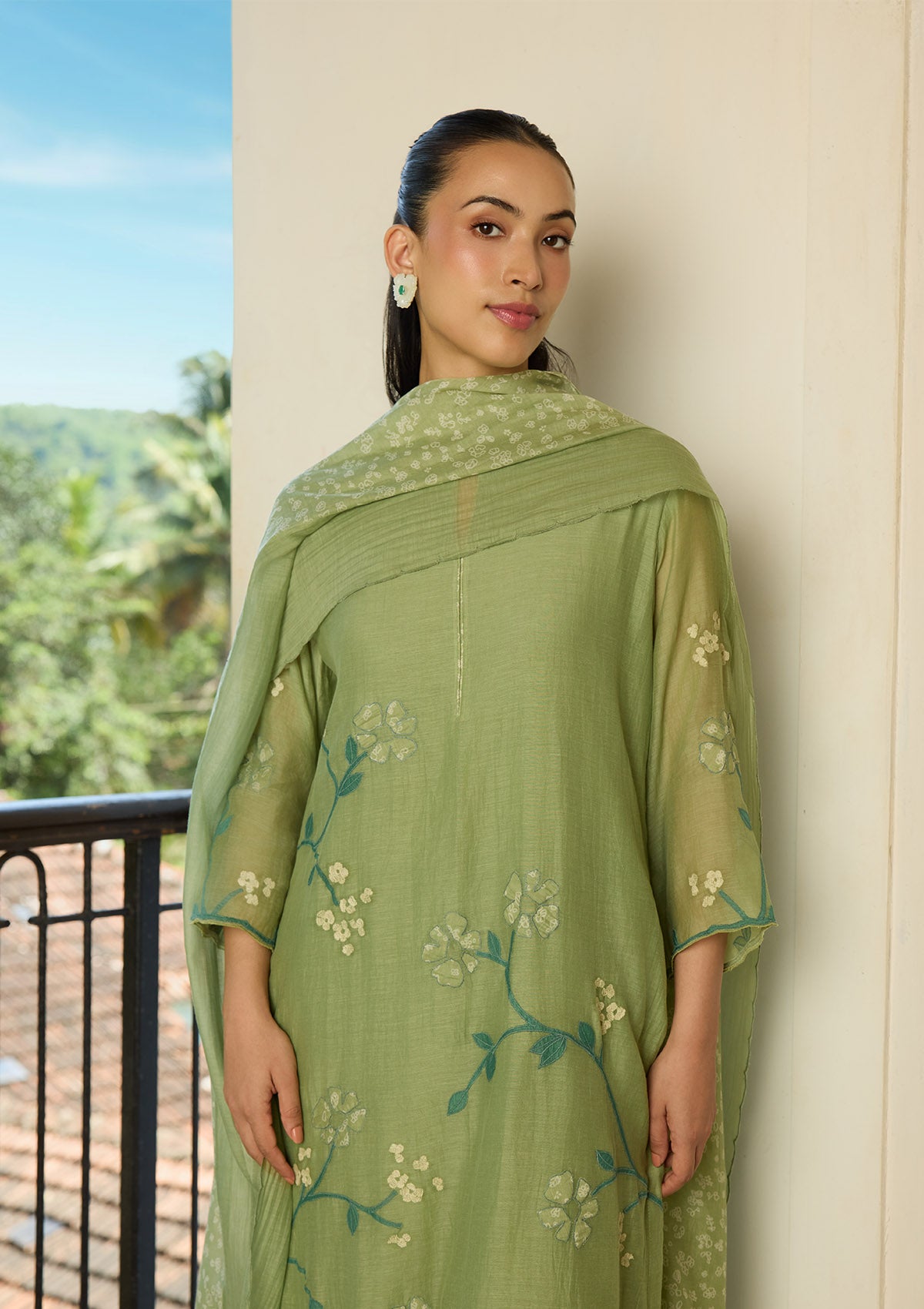 Sage Applique Kurta Set