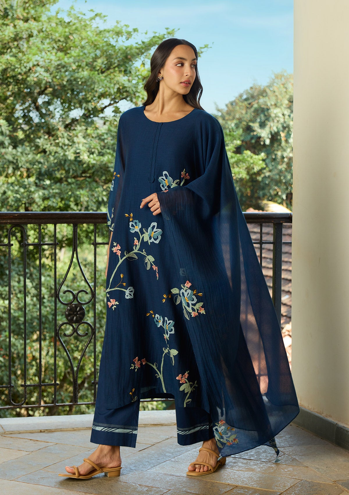 Midnight Blue Applique Kurta Set