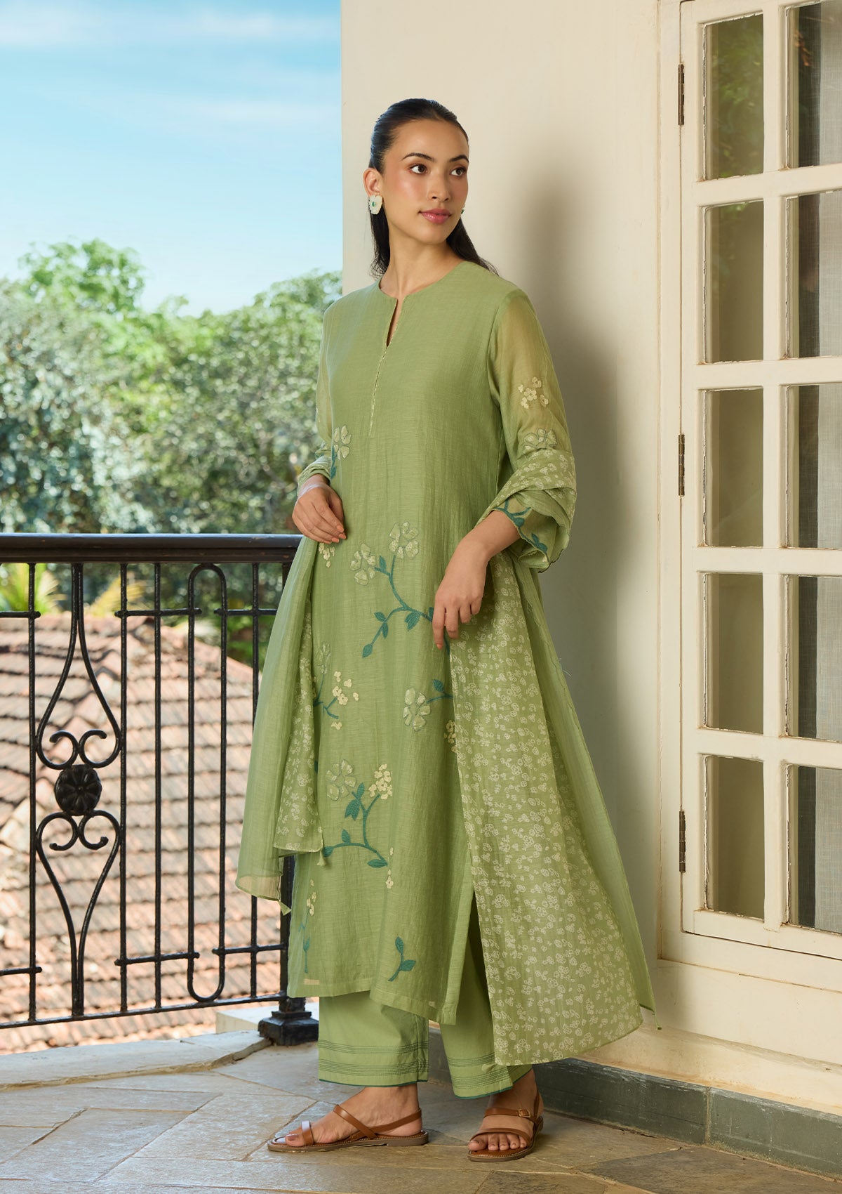 Sage Applique Kurta Set