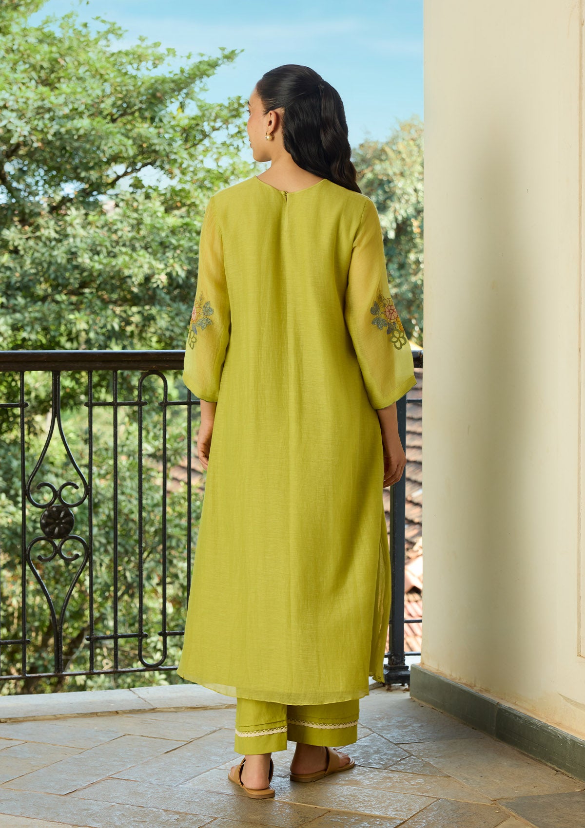 Lime Thread Embroidered Co-ord Set