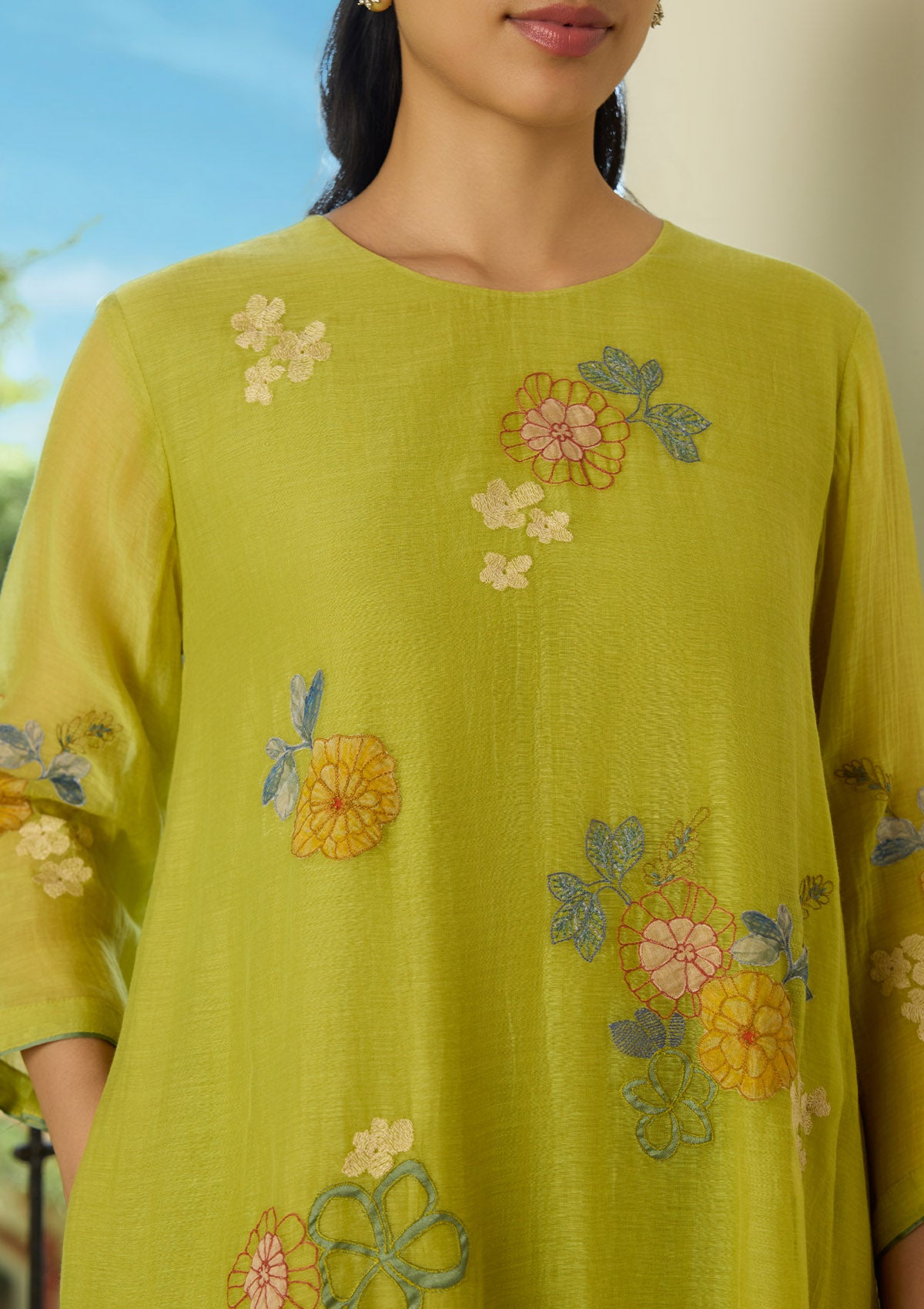Lime Thread Embroidered Co-ord Set