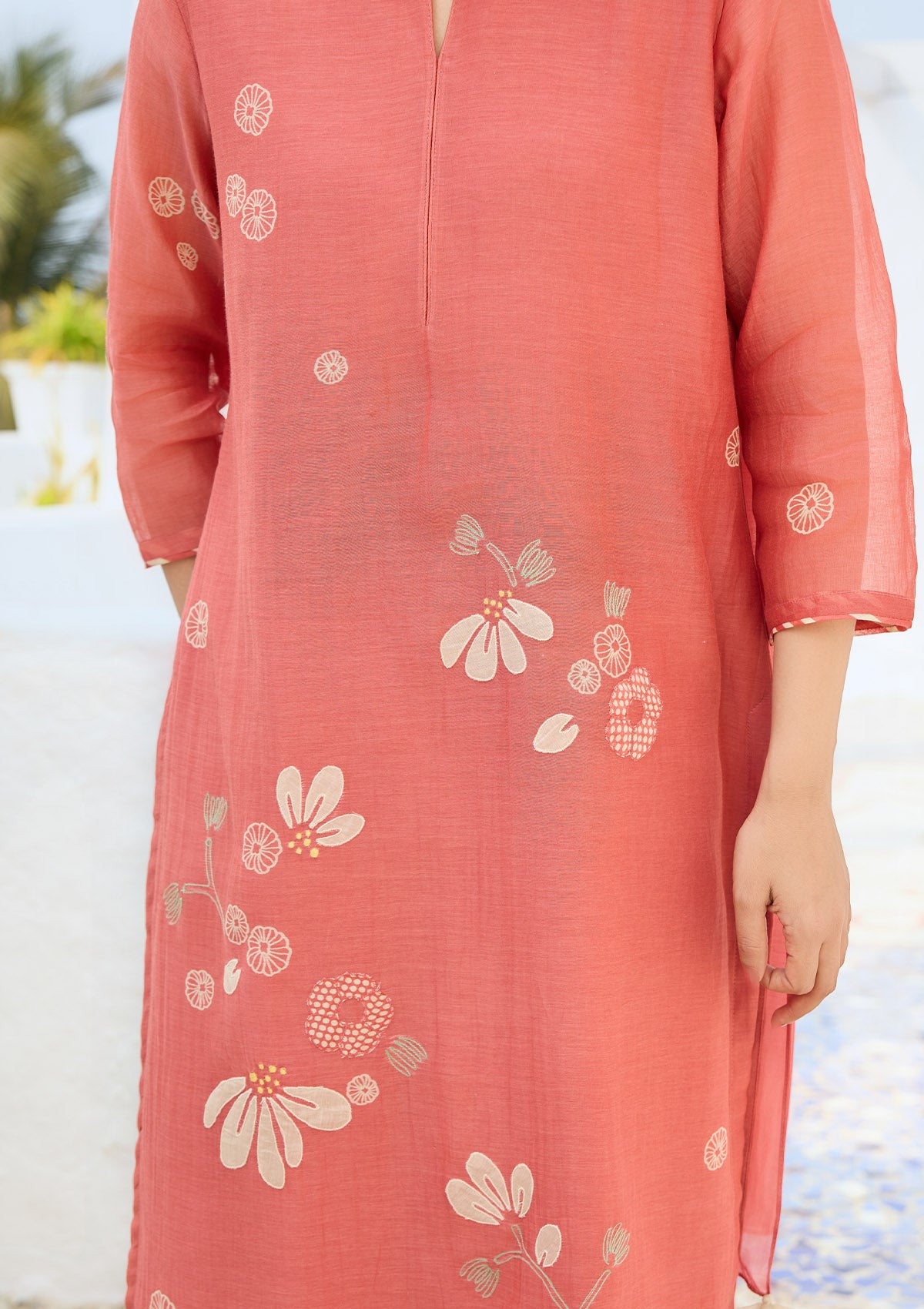 Hibiscus Applique Kurta Set