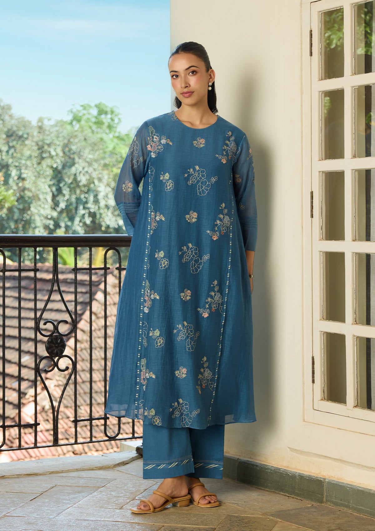 Indigo Thread Embroidered Co-ord Set