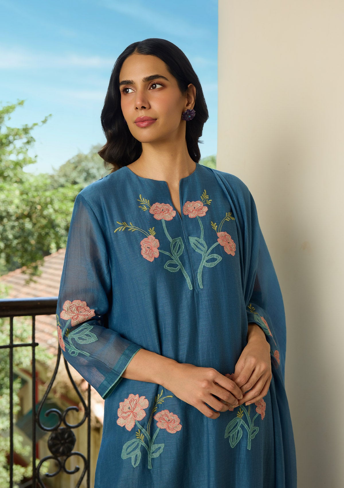Indigo Applique Kurta Set