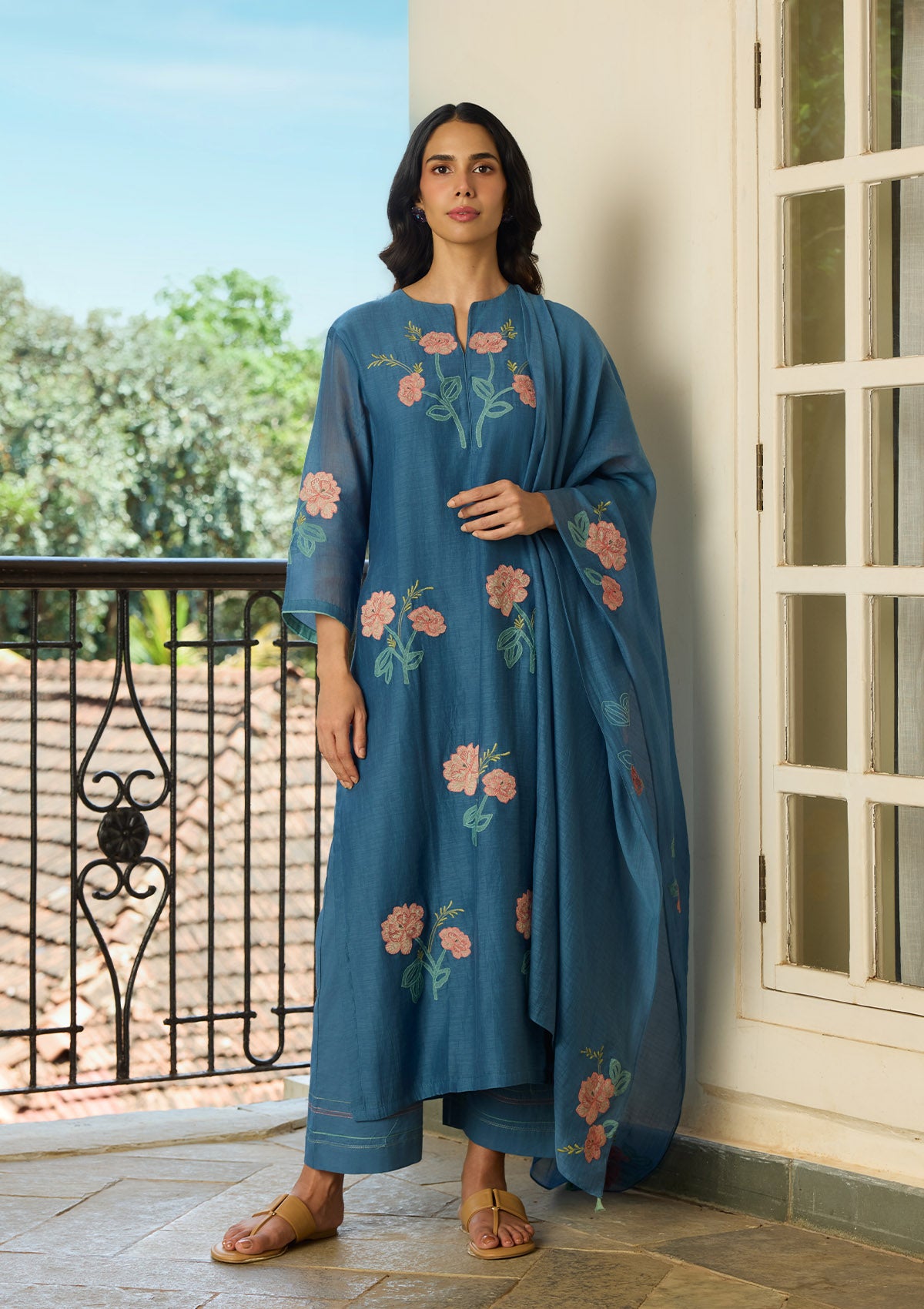 Indigo Applique Kurta Set