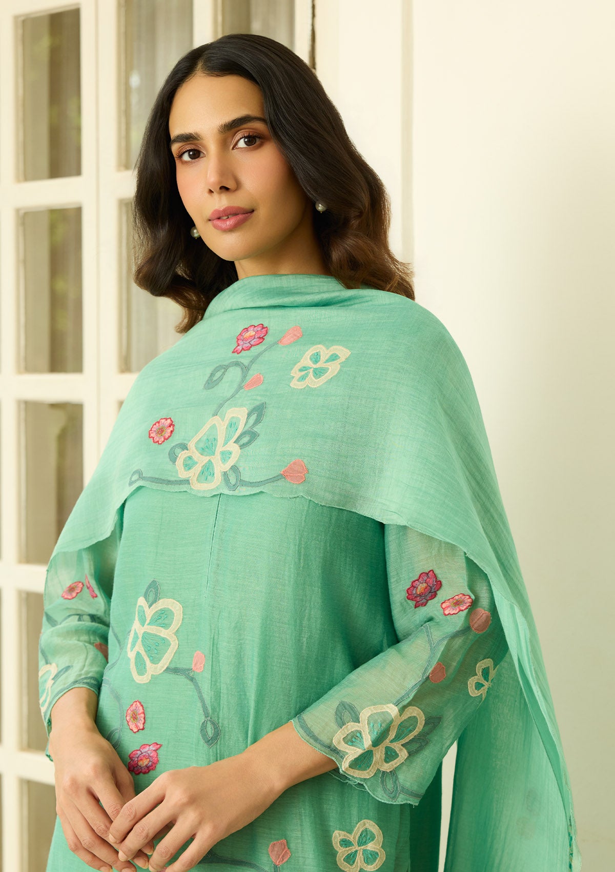 Mint Applique Kurta Set