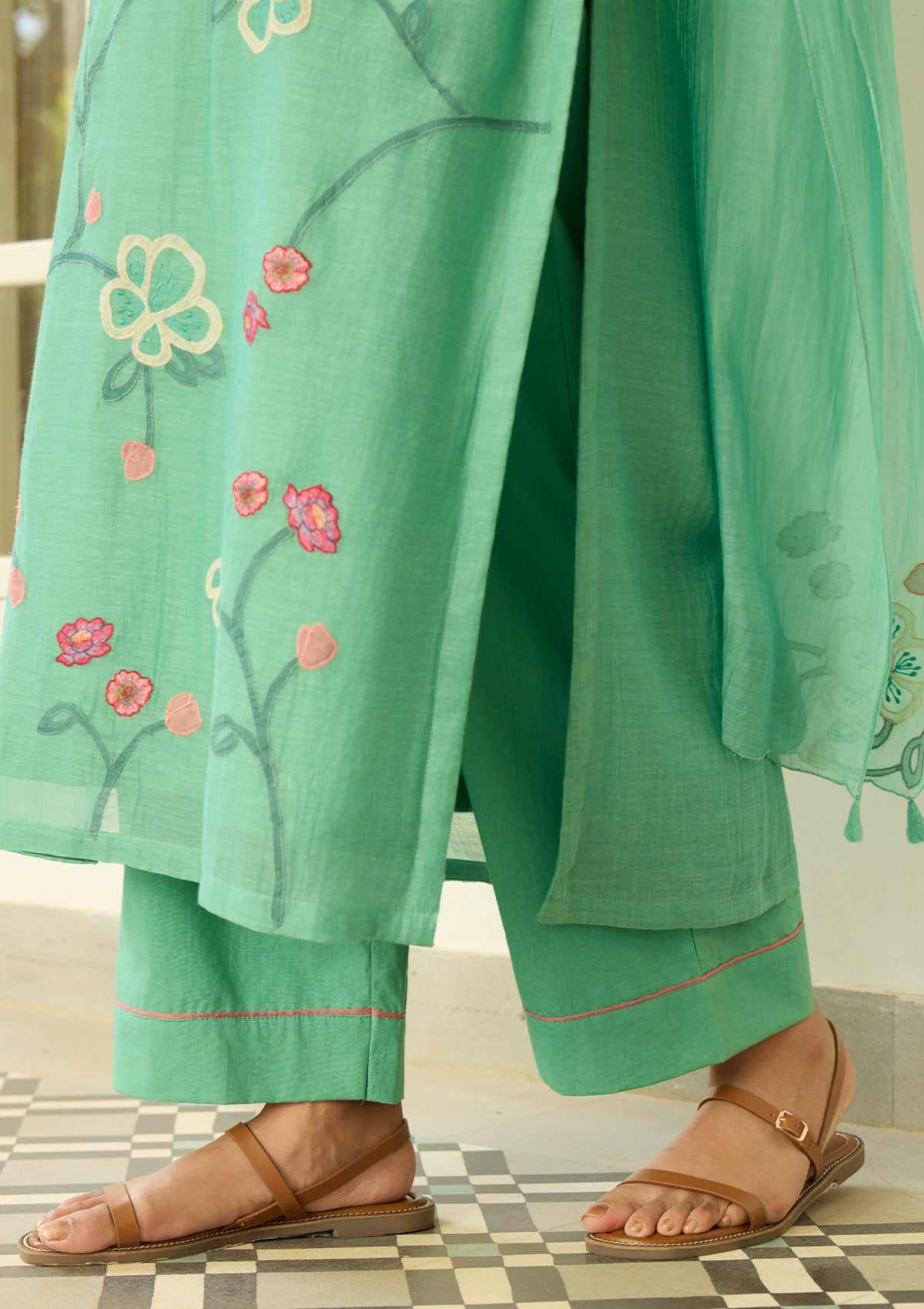 Mint Applique Kurta Set