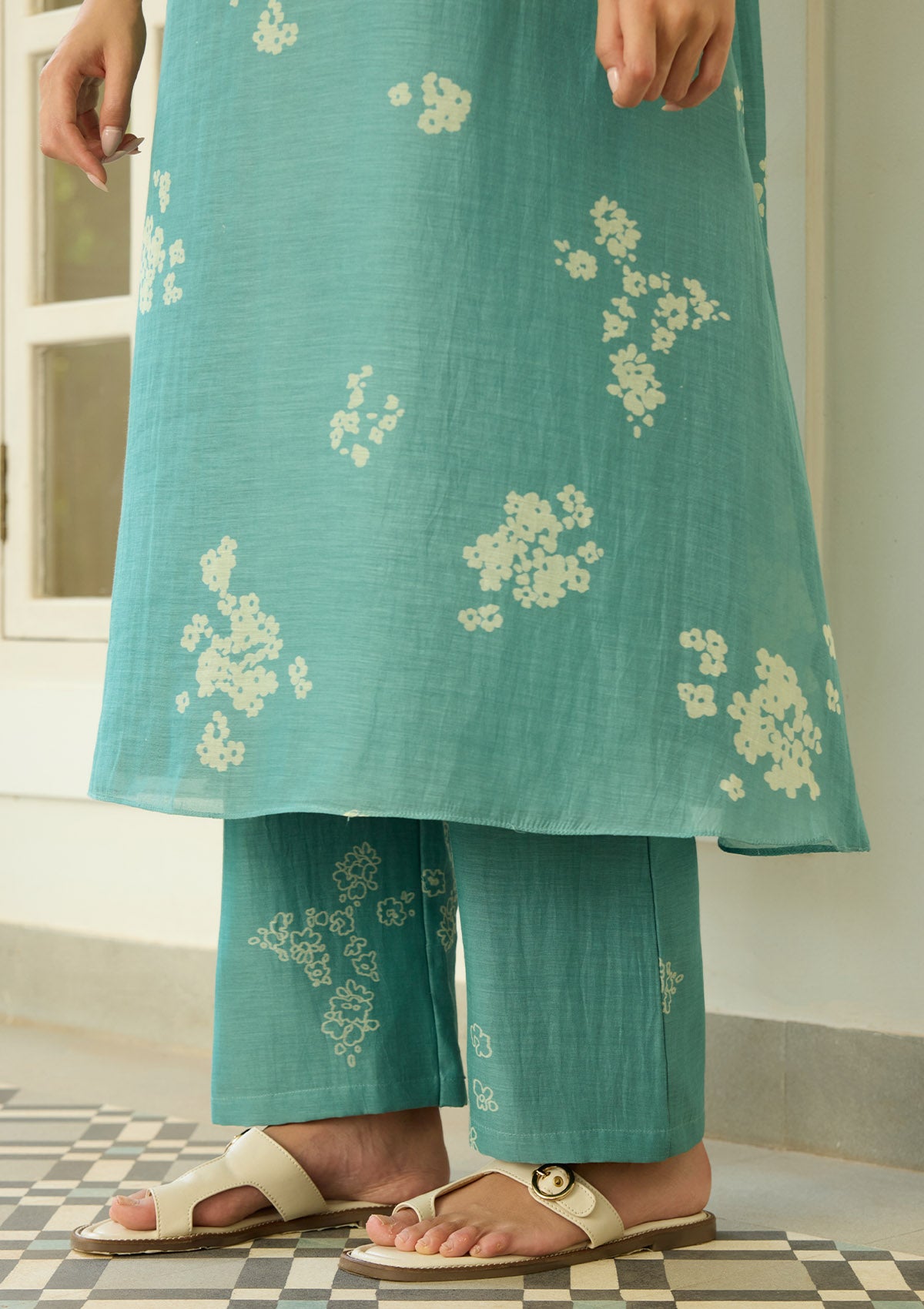 Aqua Floral Applique Co-ord Set